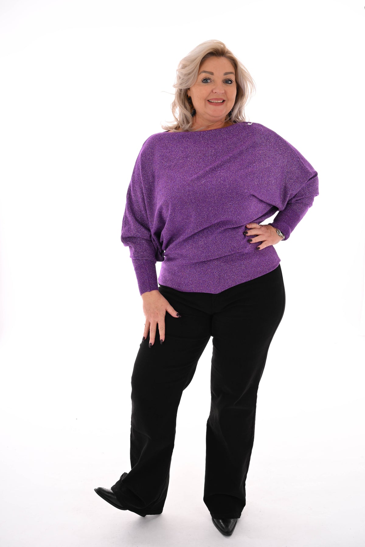 Vleermuis trui glitter paars