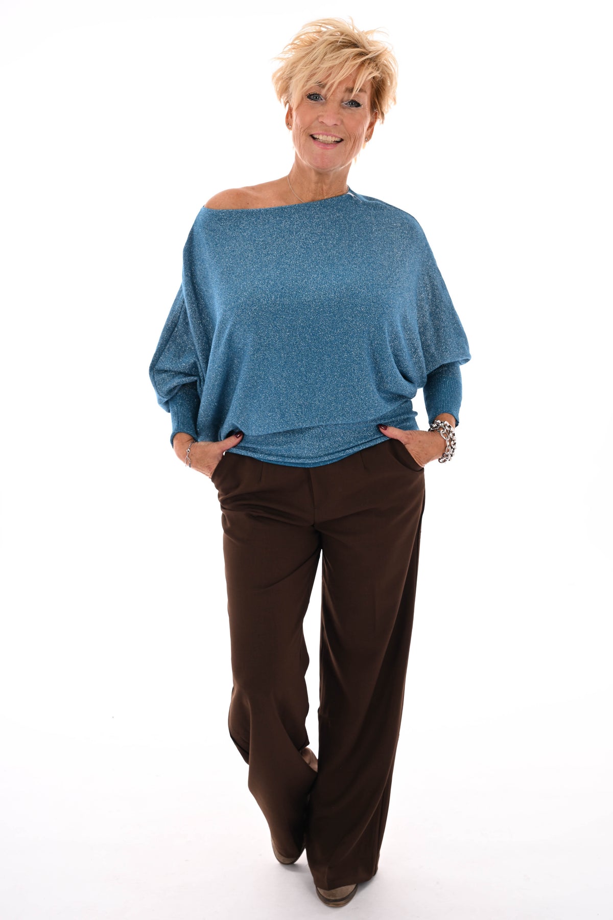 Vleermuis trui glitter blauw