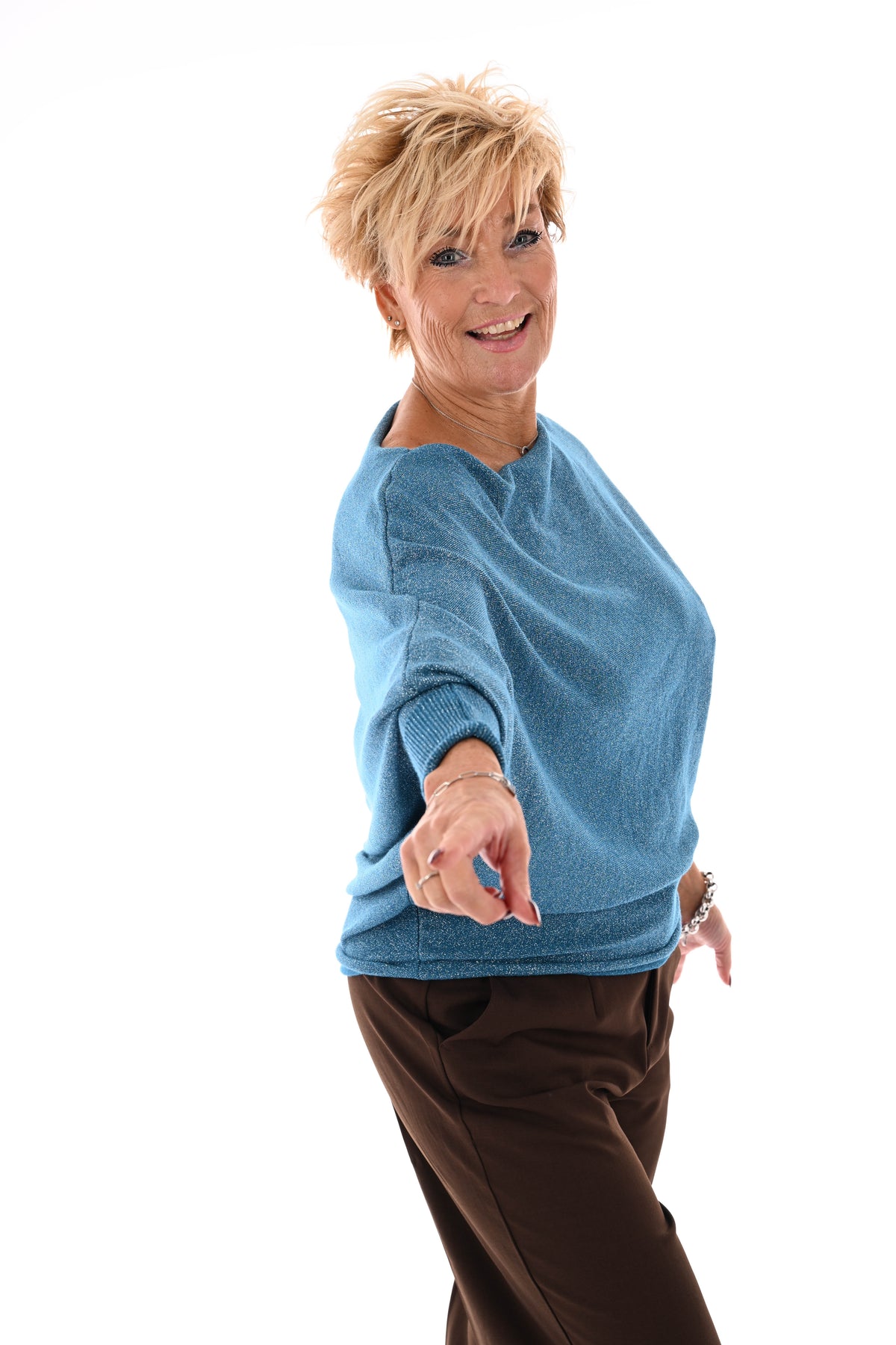 Vleermuis trui glitter blauw