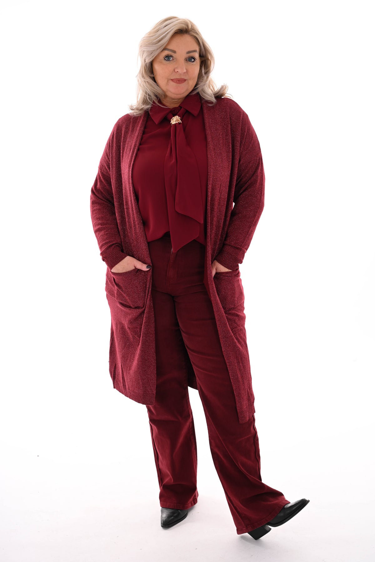 Half lang vest glitter bordeaux