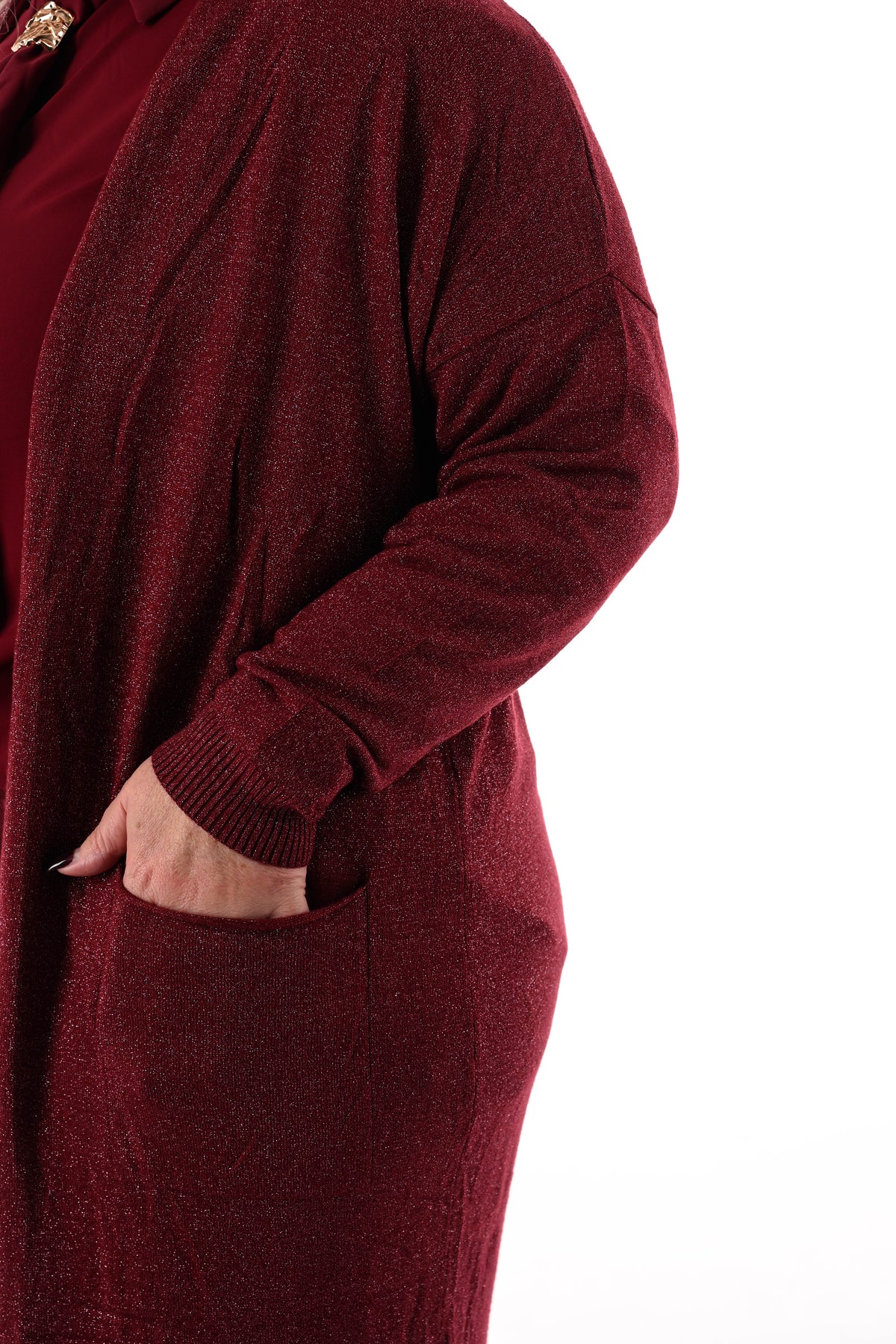 Half lang vest glitter bordeaux