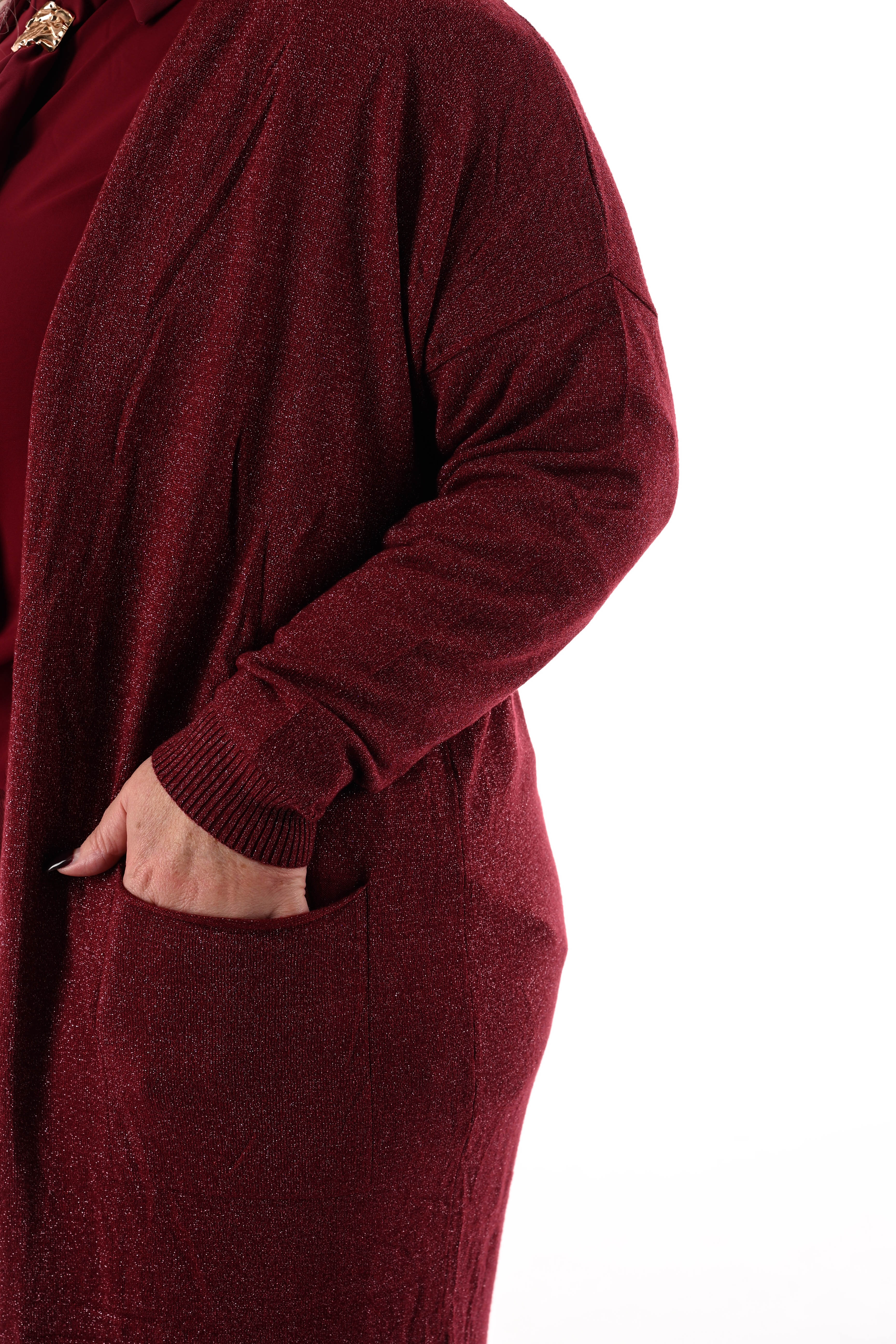 Half lang vest glitter bordeaux