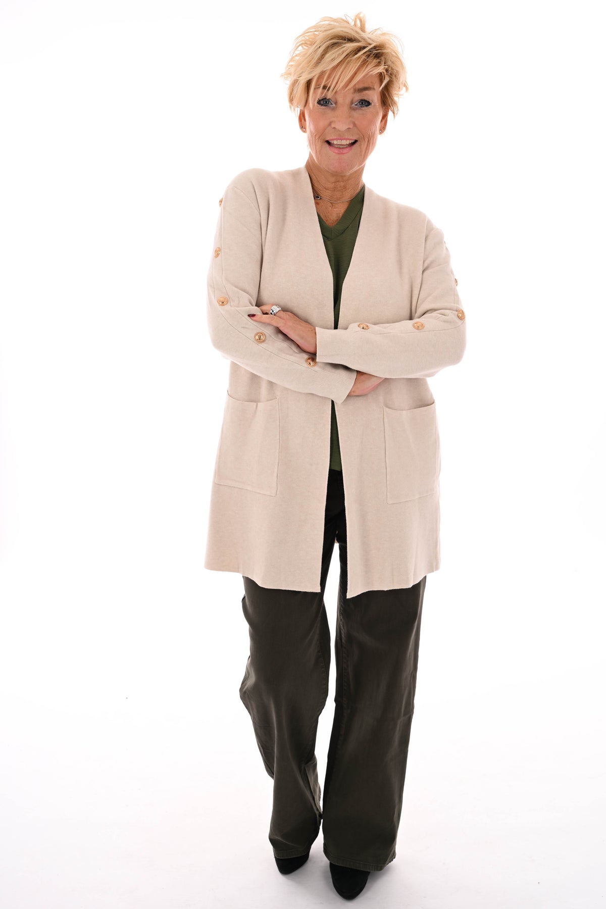 Vest gouden knopen beige