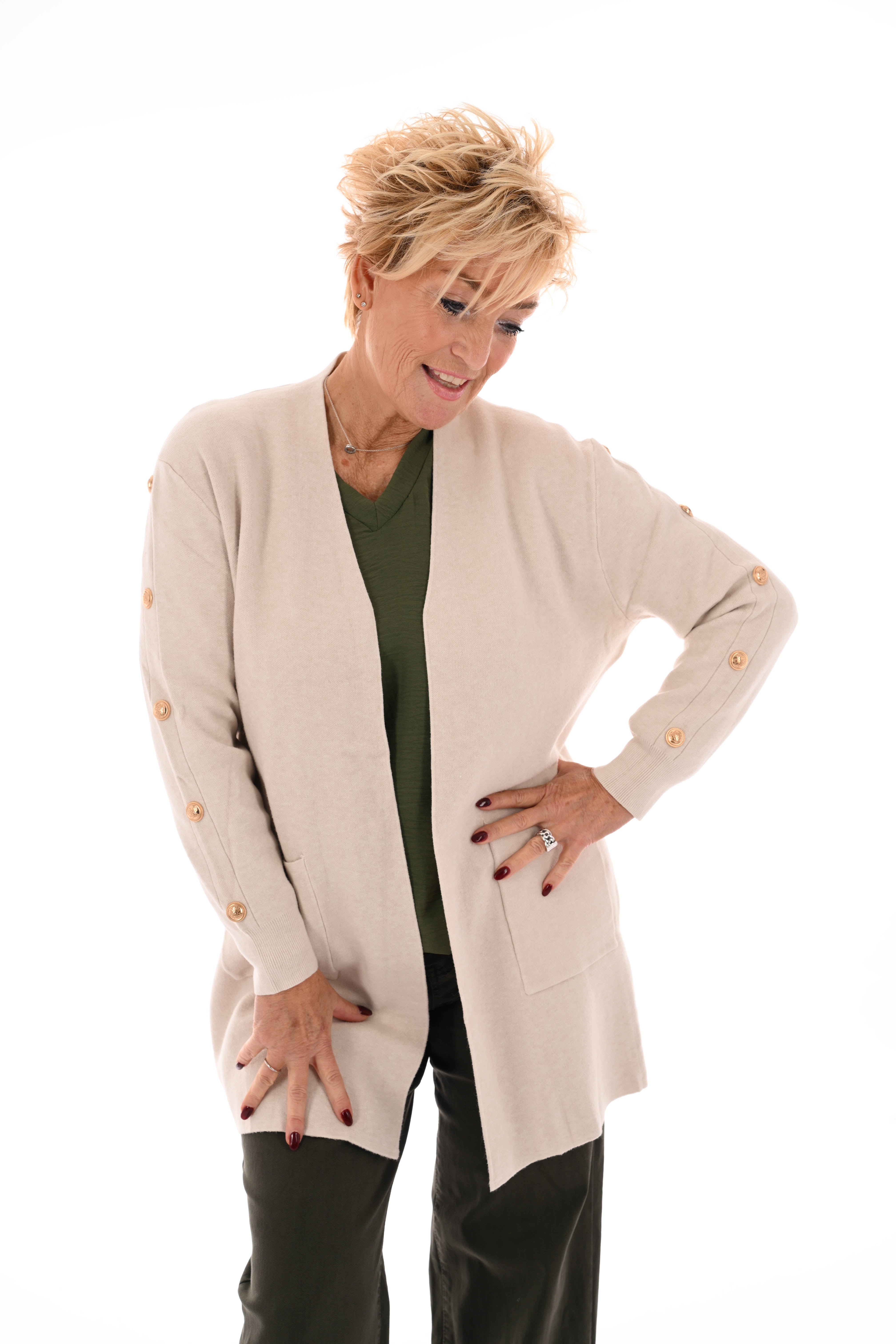 Vest gouden knopen beige