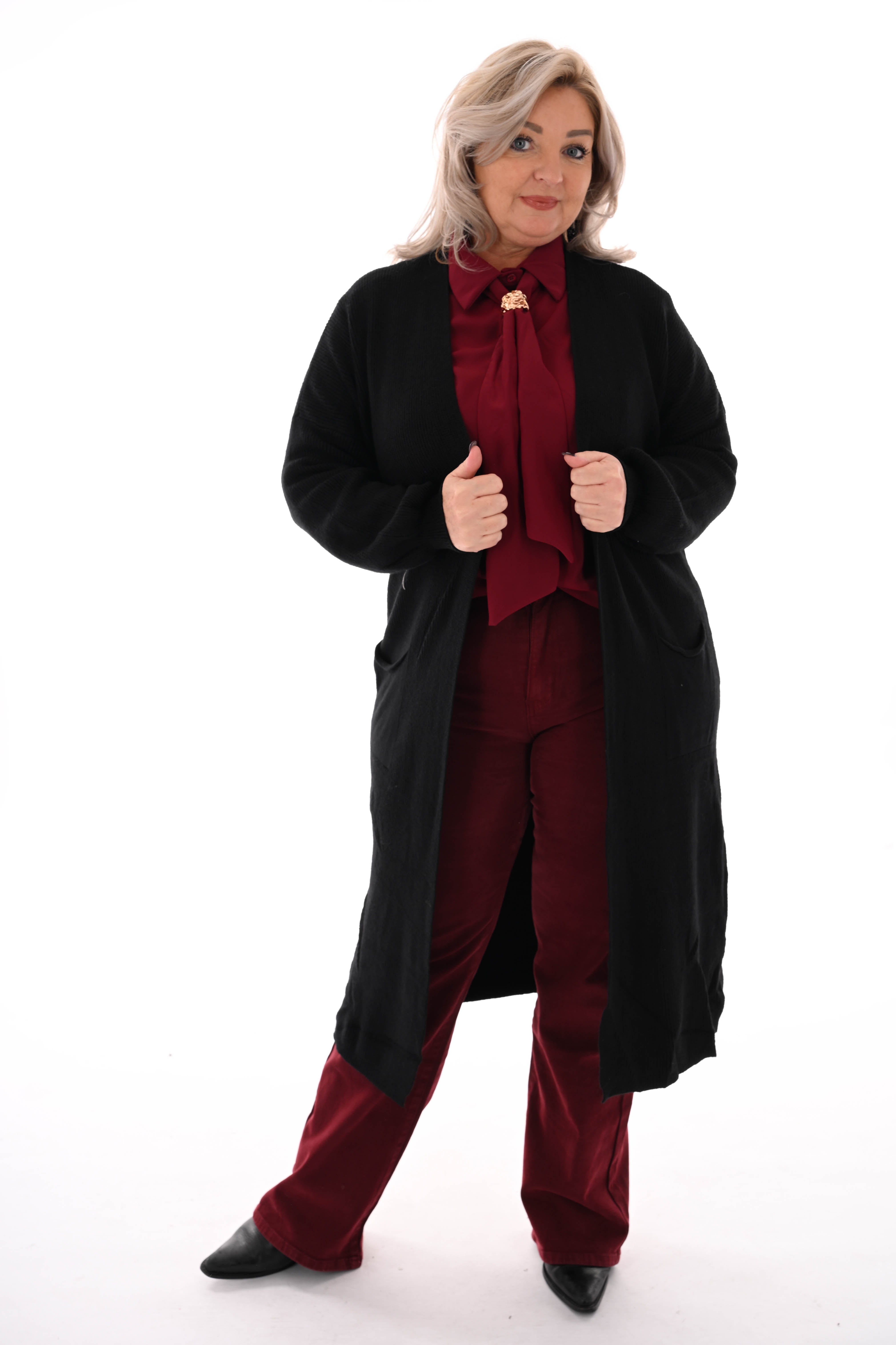 Gebreid vest pofmouwen zwart