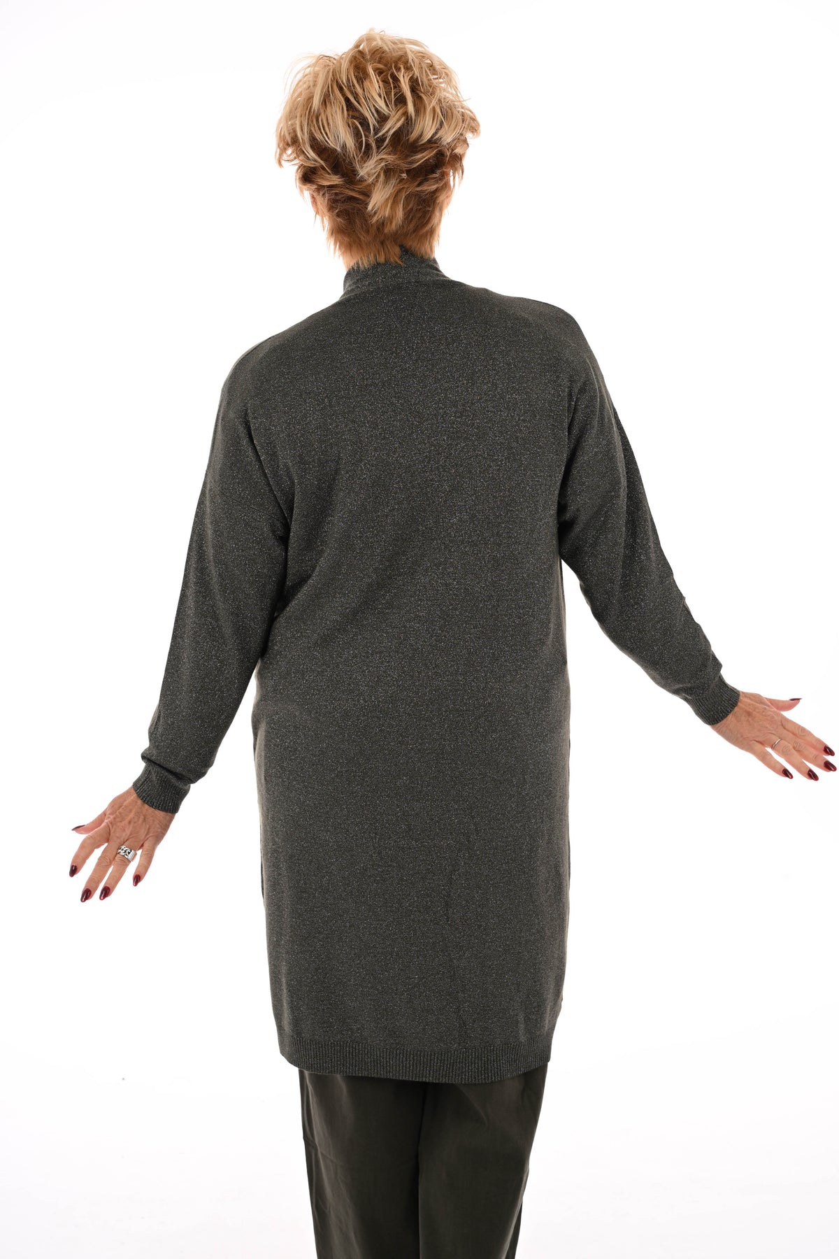 Half lang vest glitter legergroen