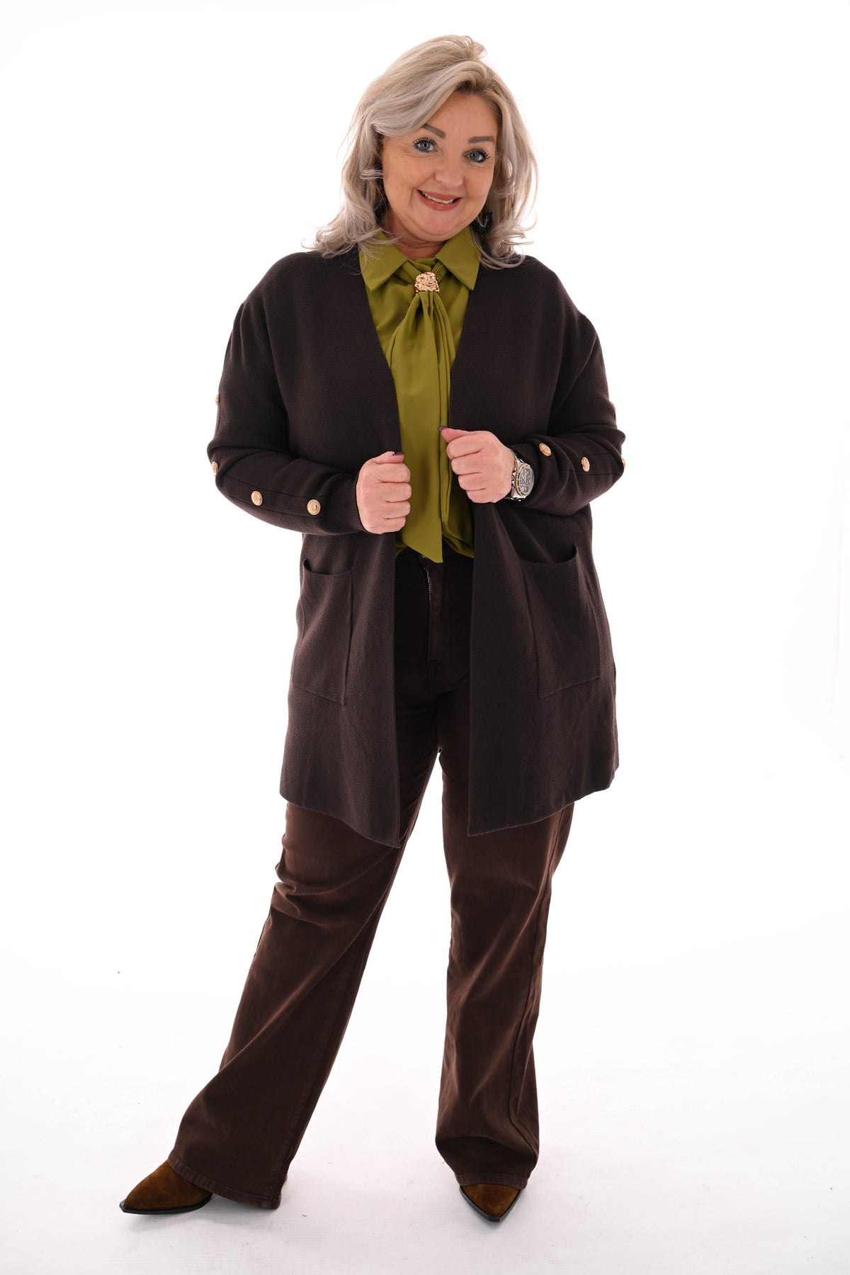 Vest gouden knopen donkerbruin