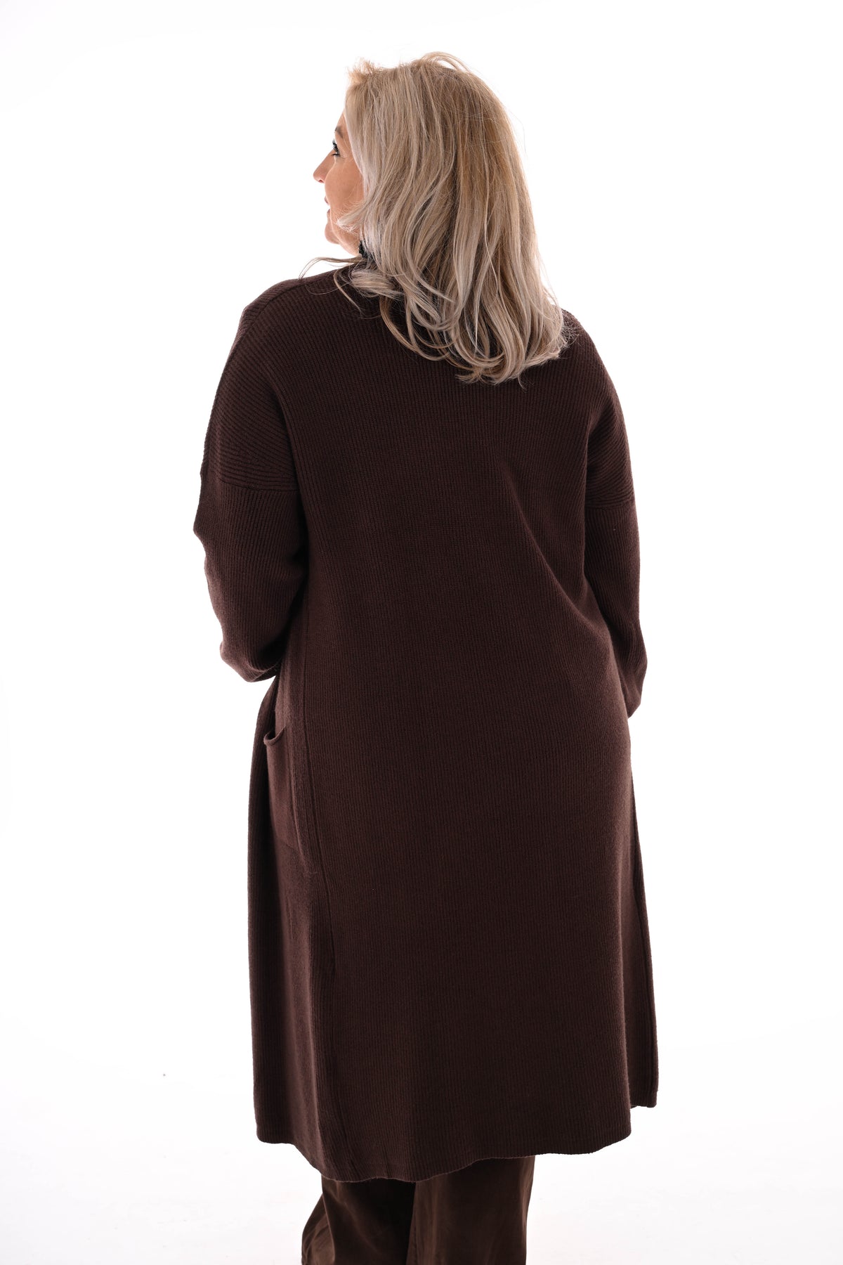 Gebreid vest pofmouwen bruin