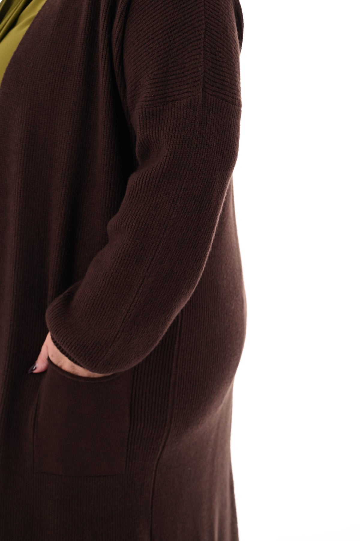 Gebreid vest pofmouwen bruin