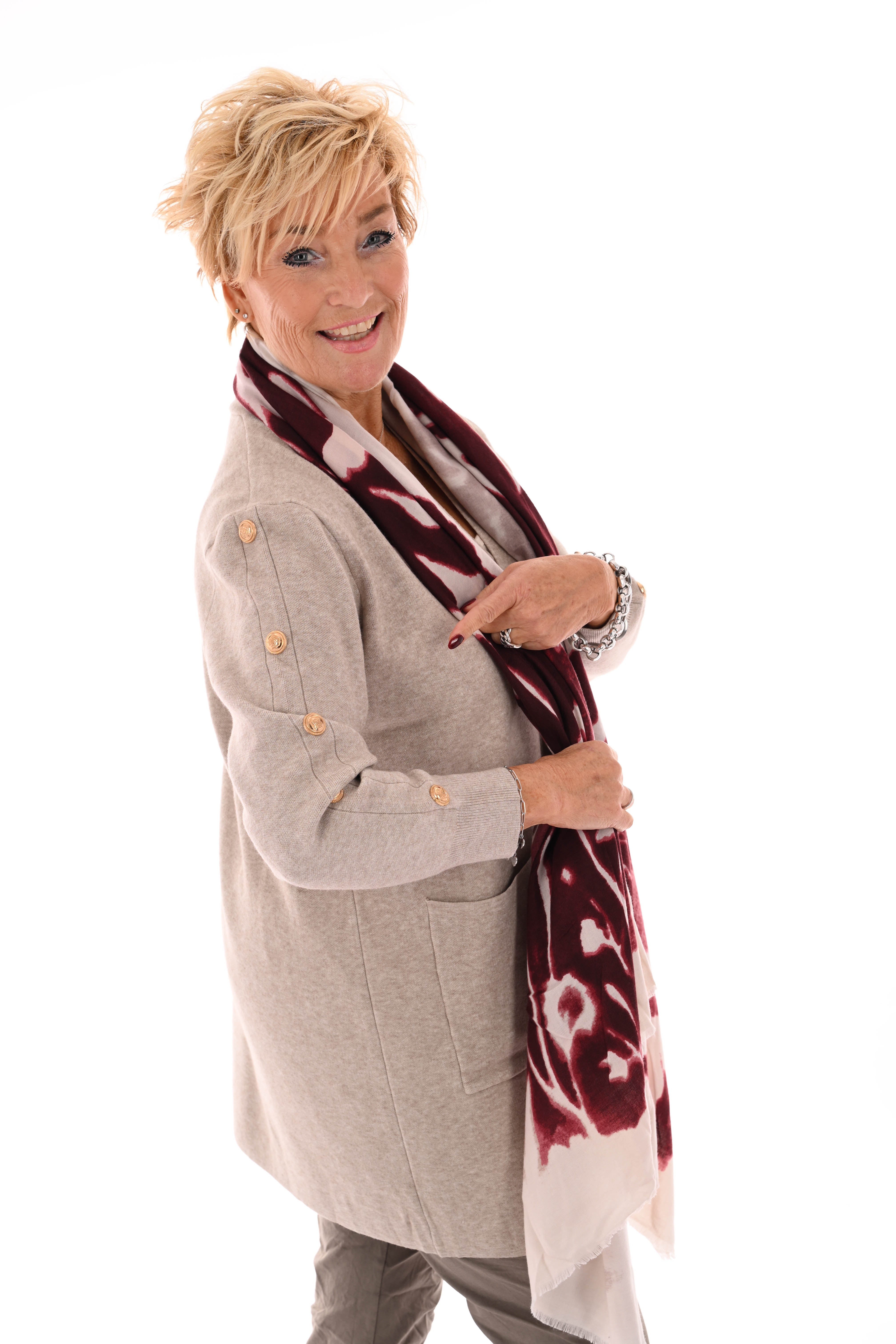 Sjaal bladeren print bordeaux