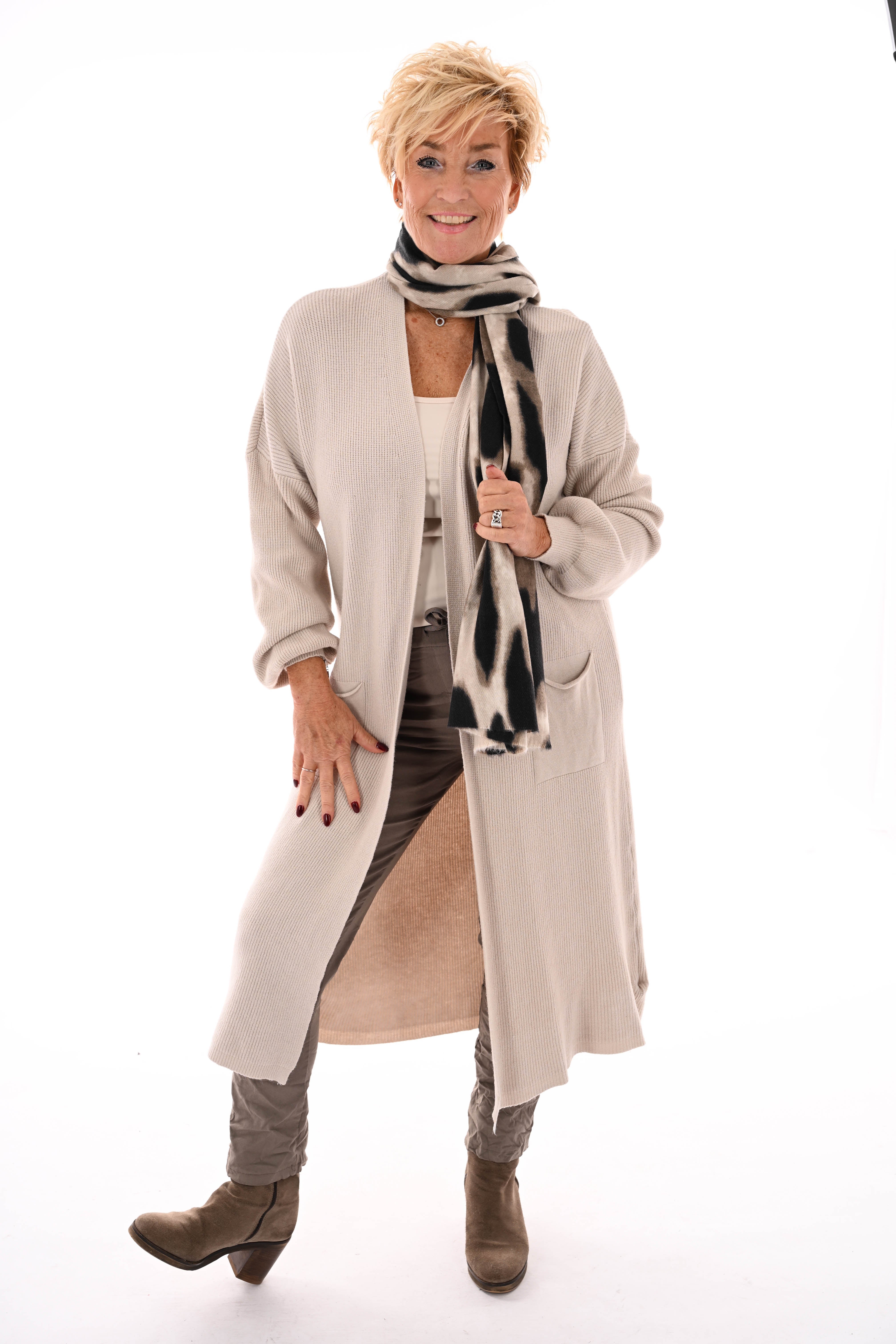 Gebreid vest pofmouwen beige