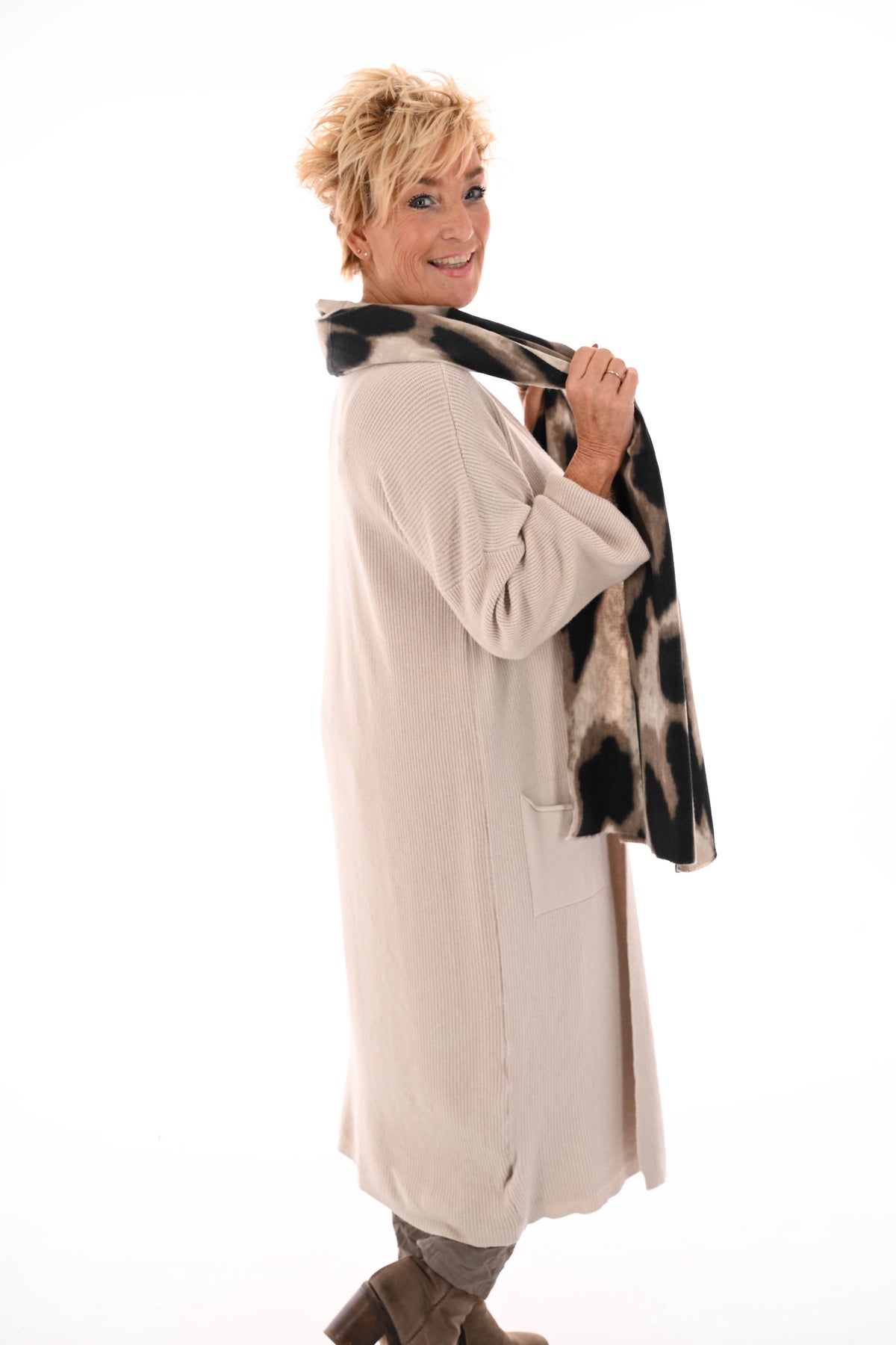 Gebreid vest pofmouwen beige