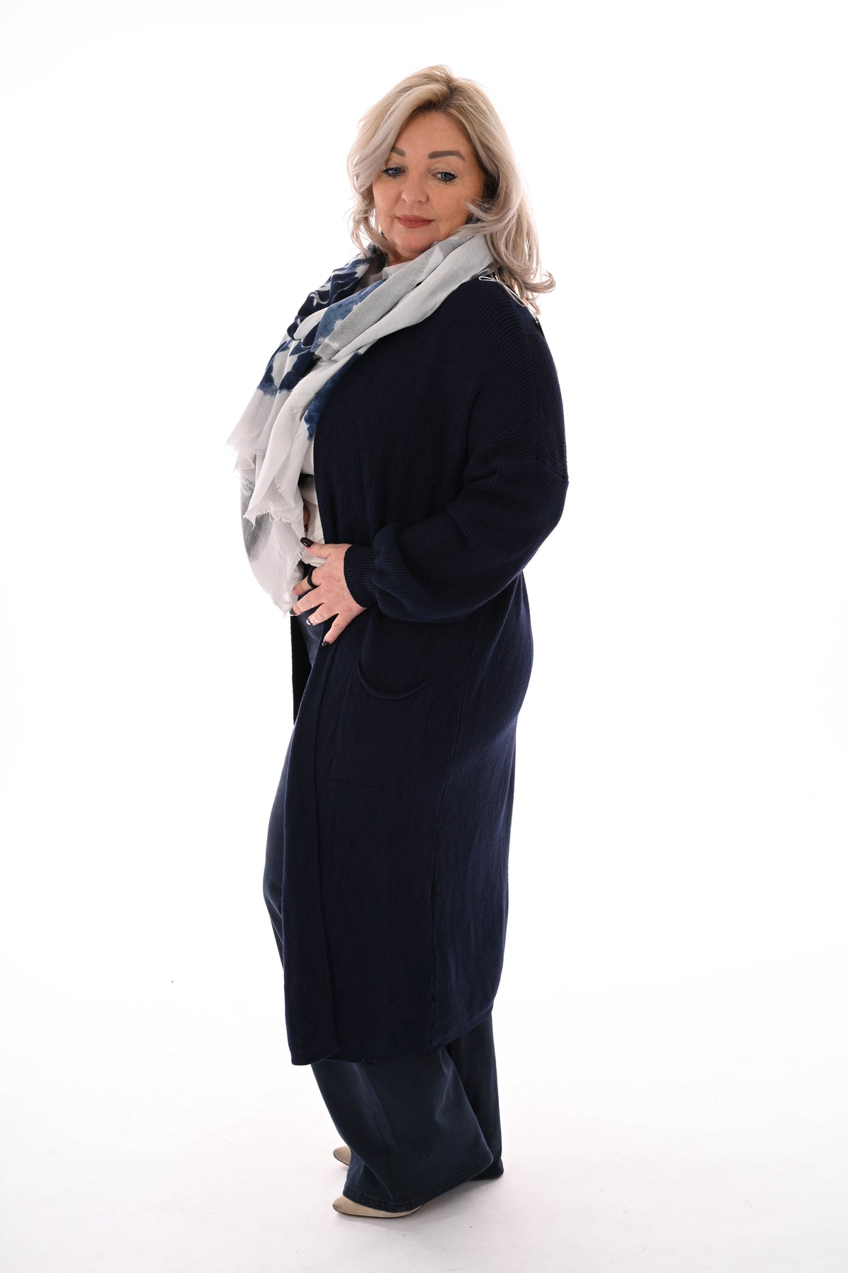 Gebreid vest pofmouwen marineblauw