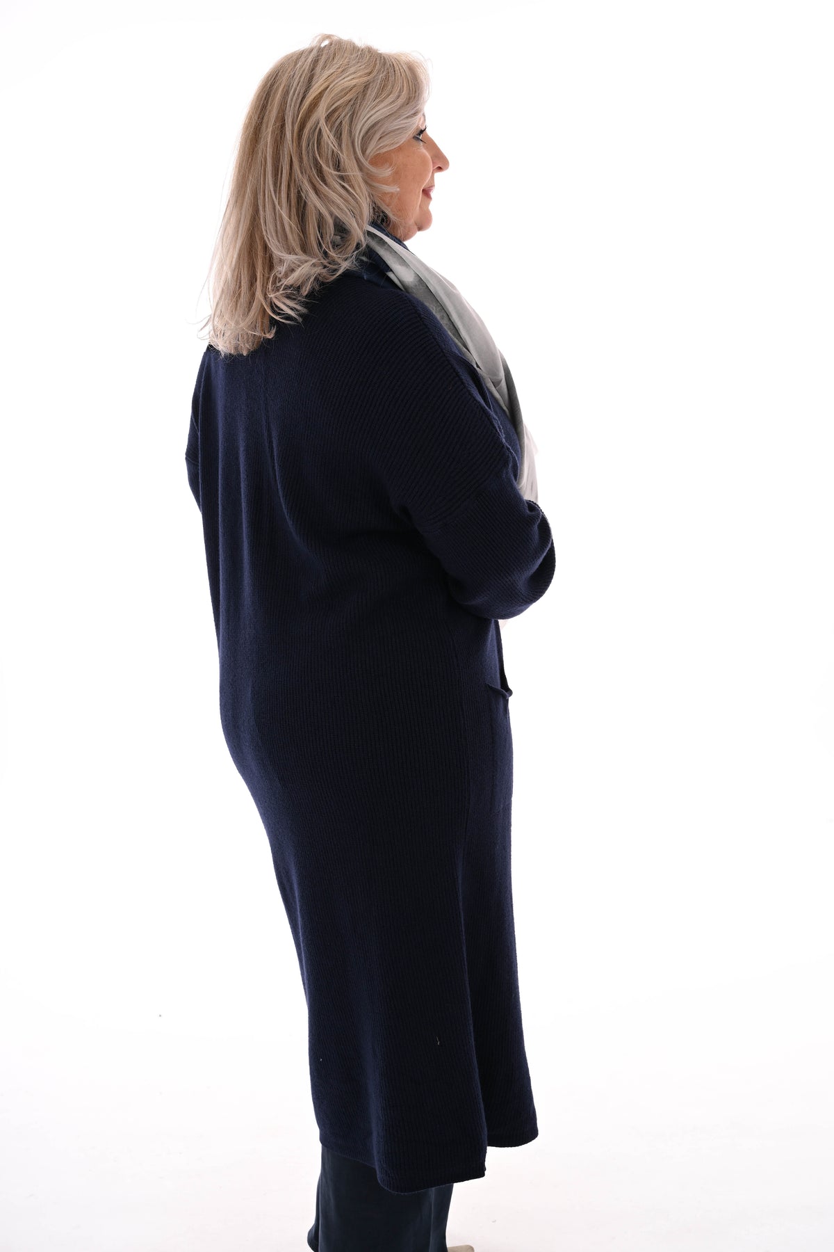 Gebreid vest pofmouwen marineblauw