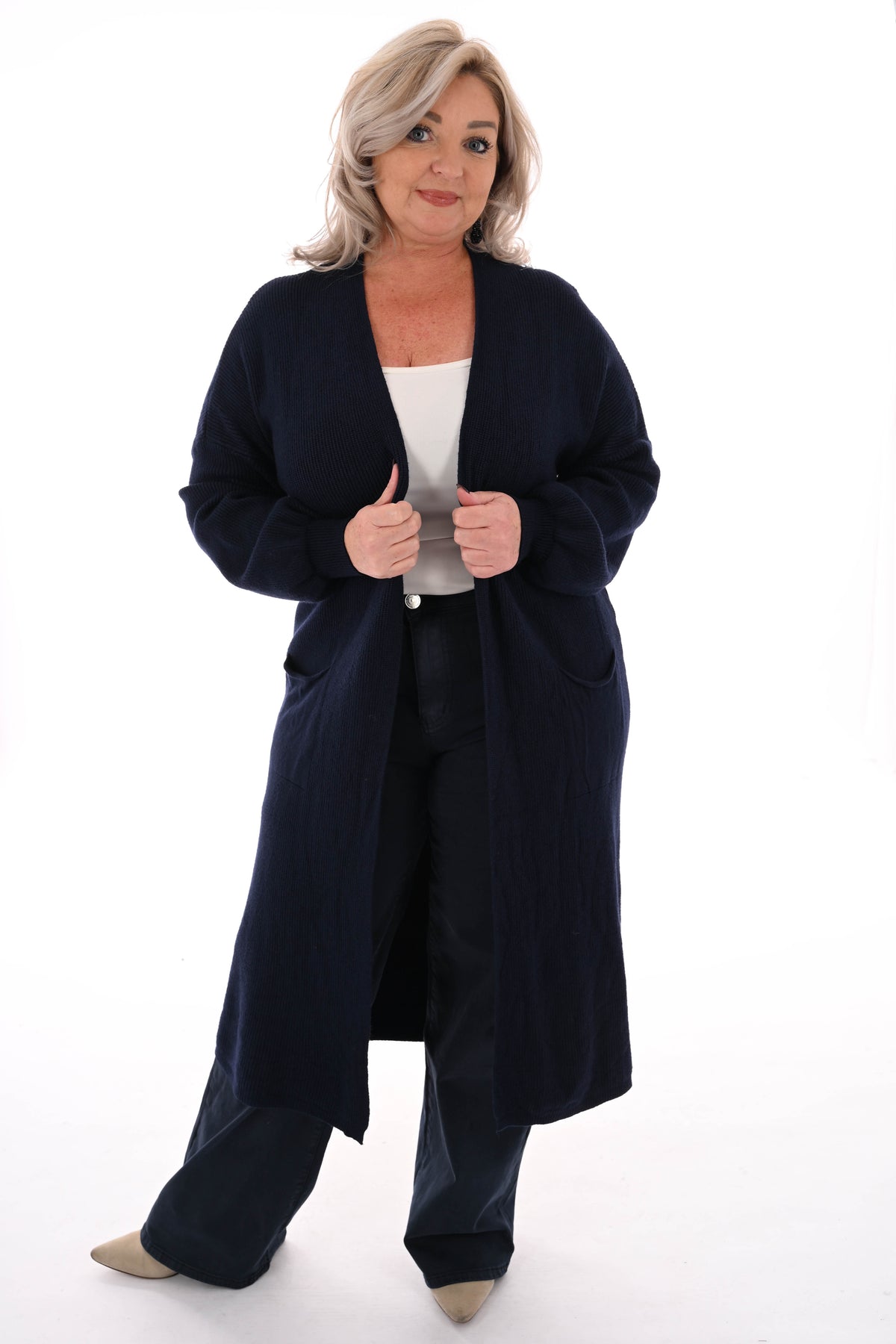 Gebreid vest pofmouwen marineblauw