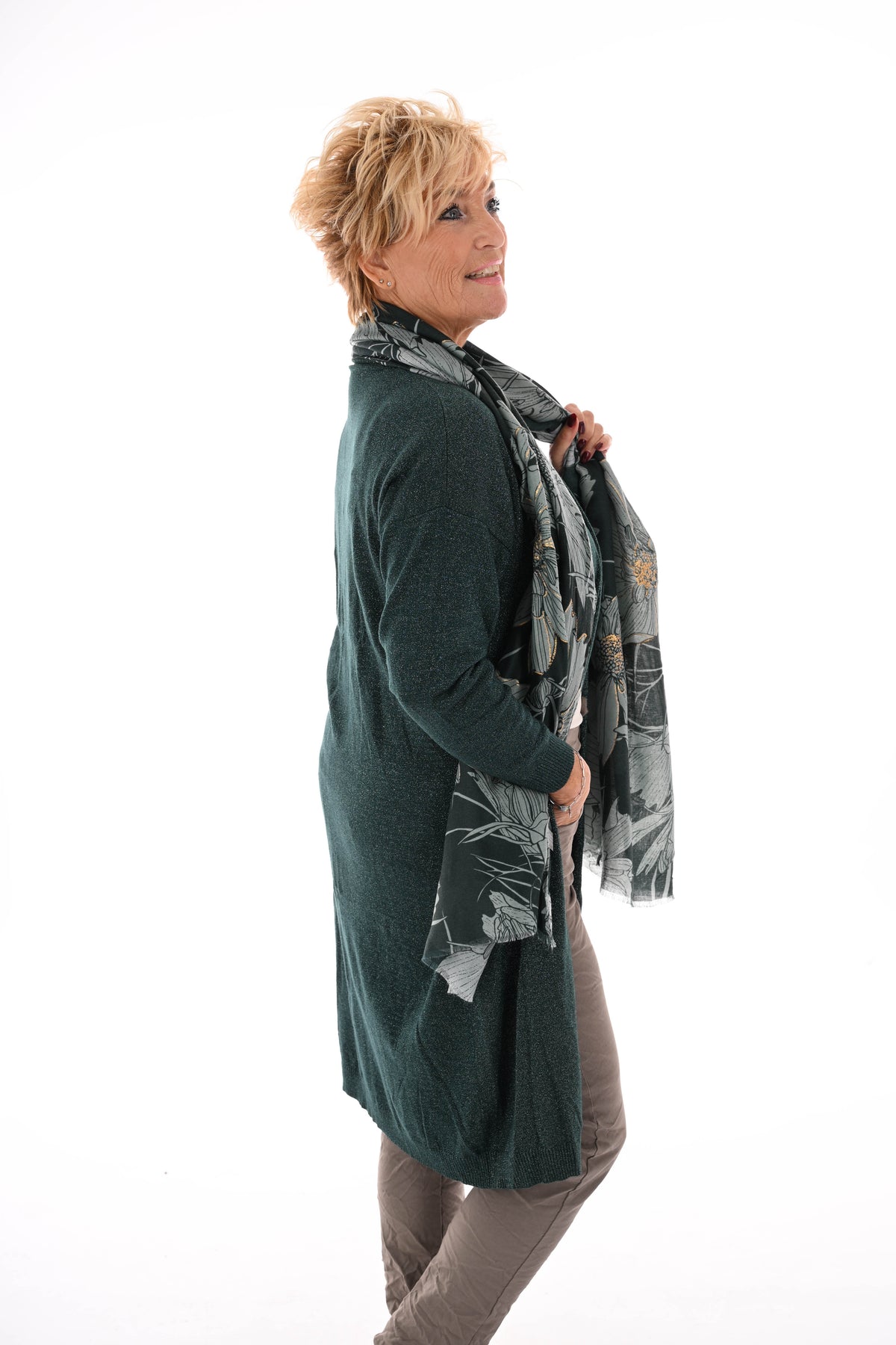 Half lang vest glitter flessengroen