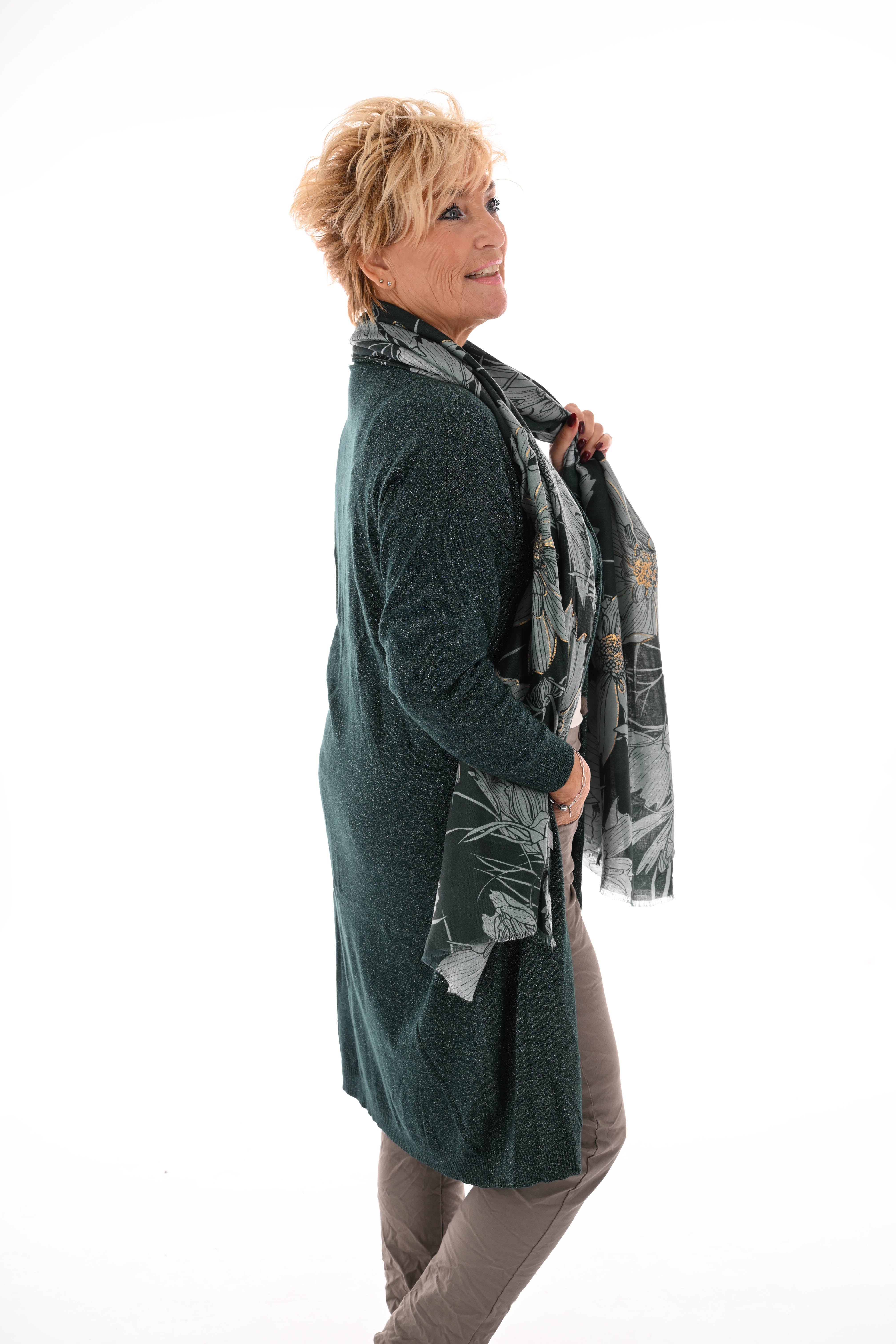 Half lang vest glitter flessengroen