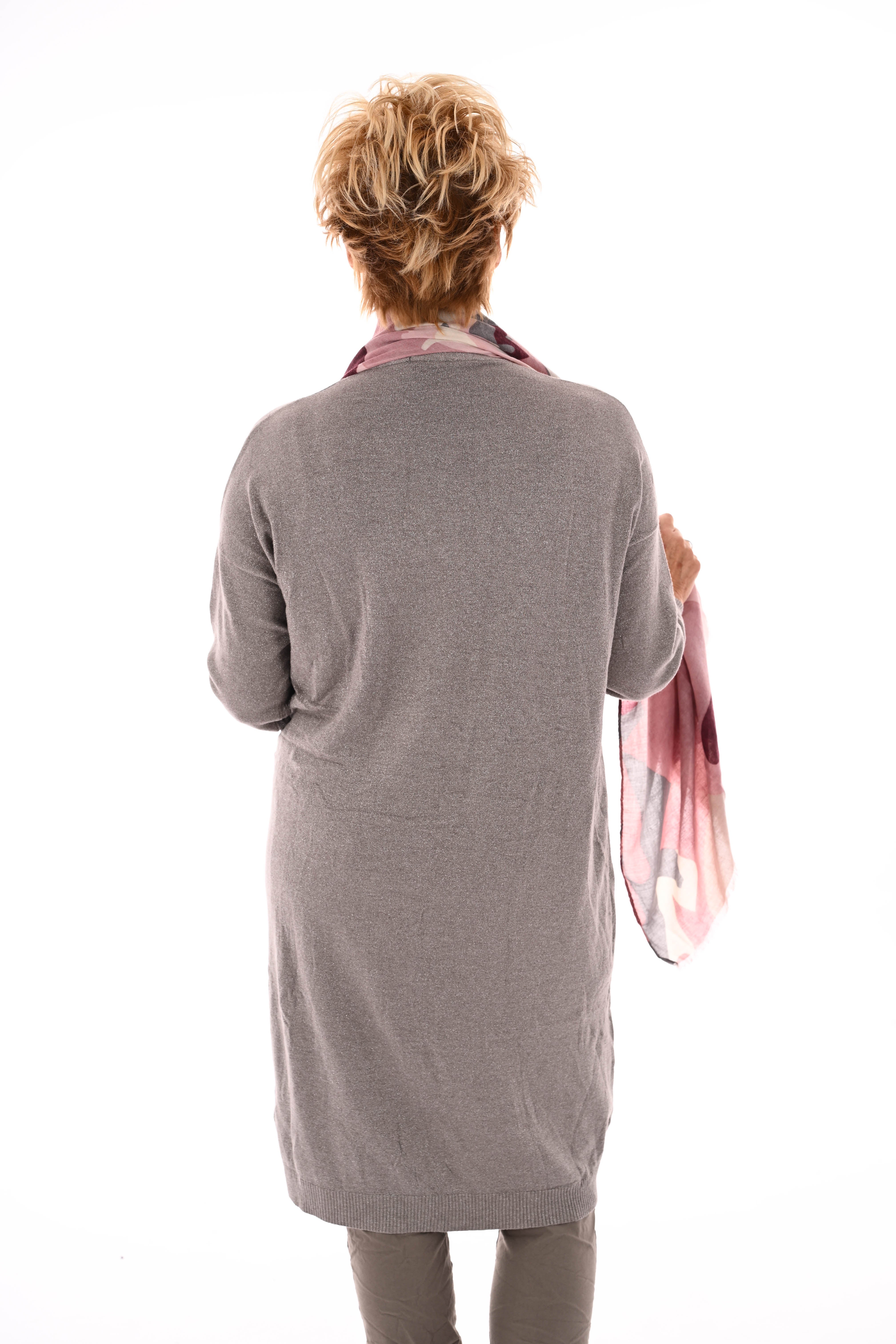 Half lang vest glitter taupe