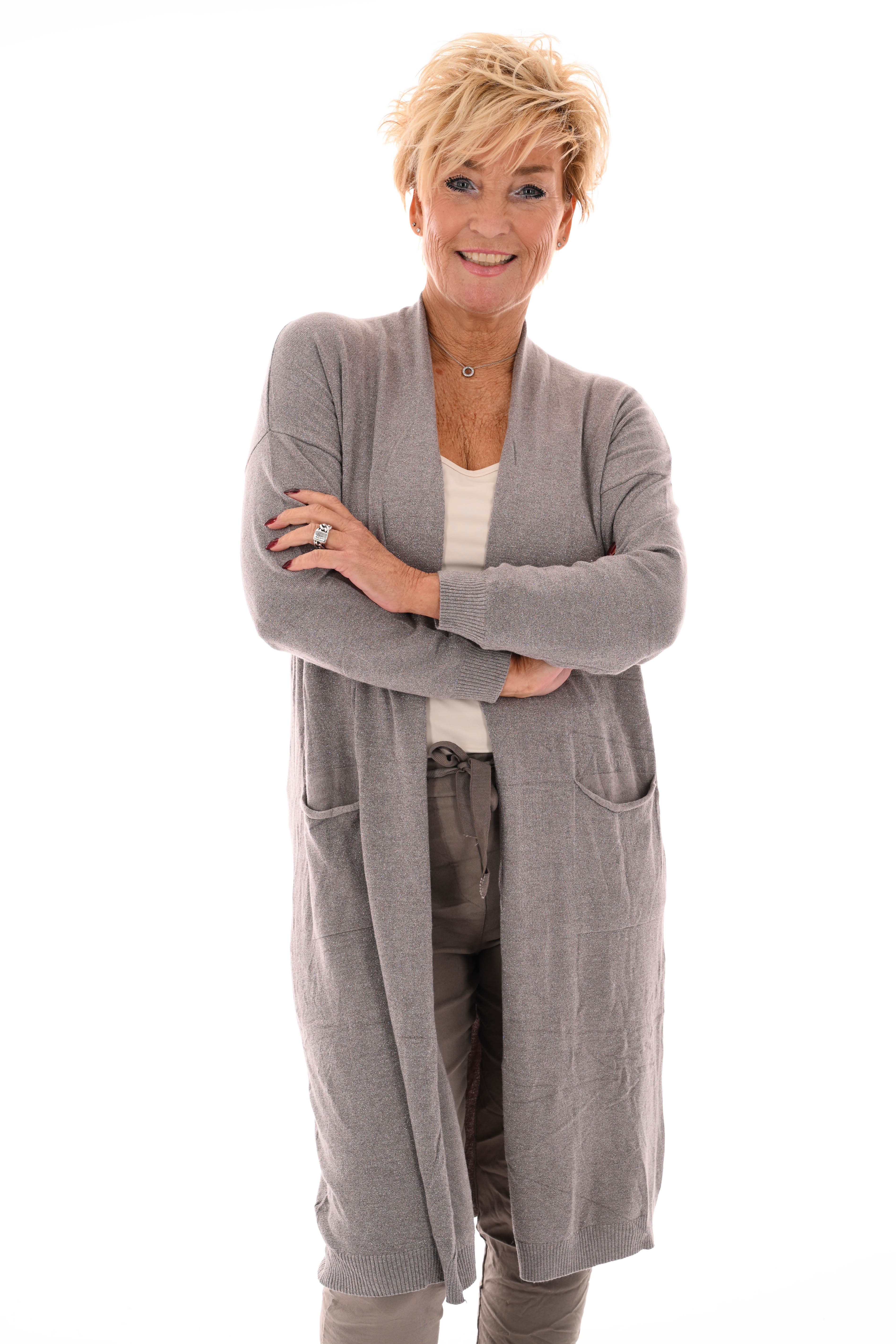 Half lang vest glitter taupe