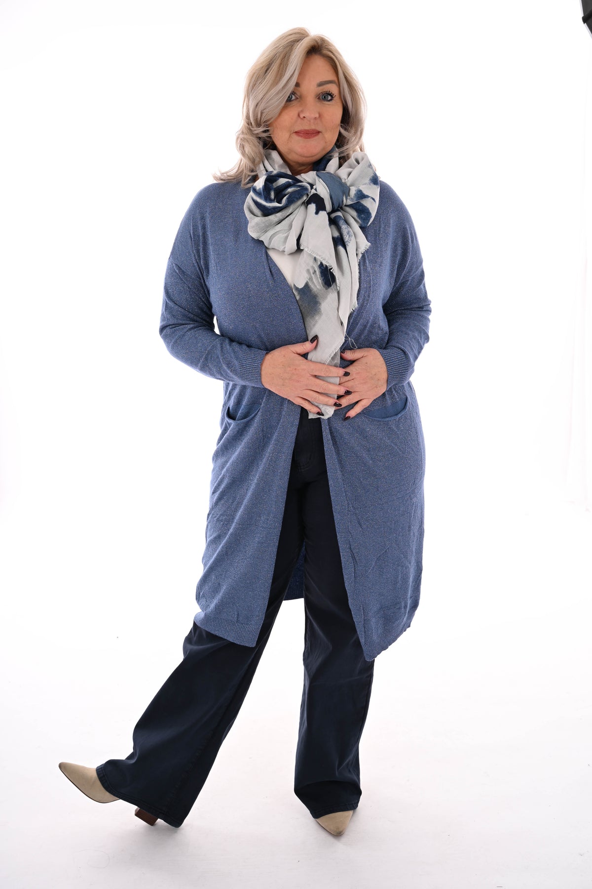 Half lang vest glitter lichtblauw