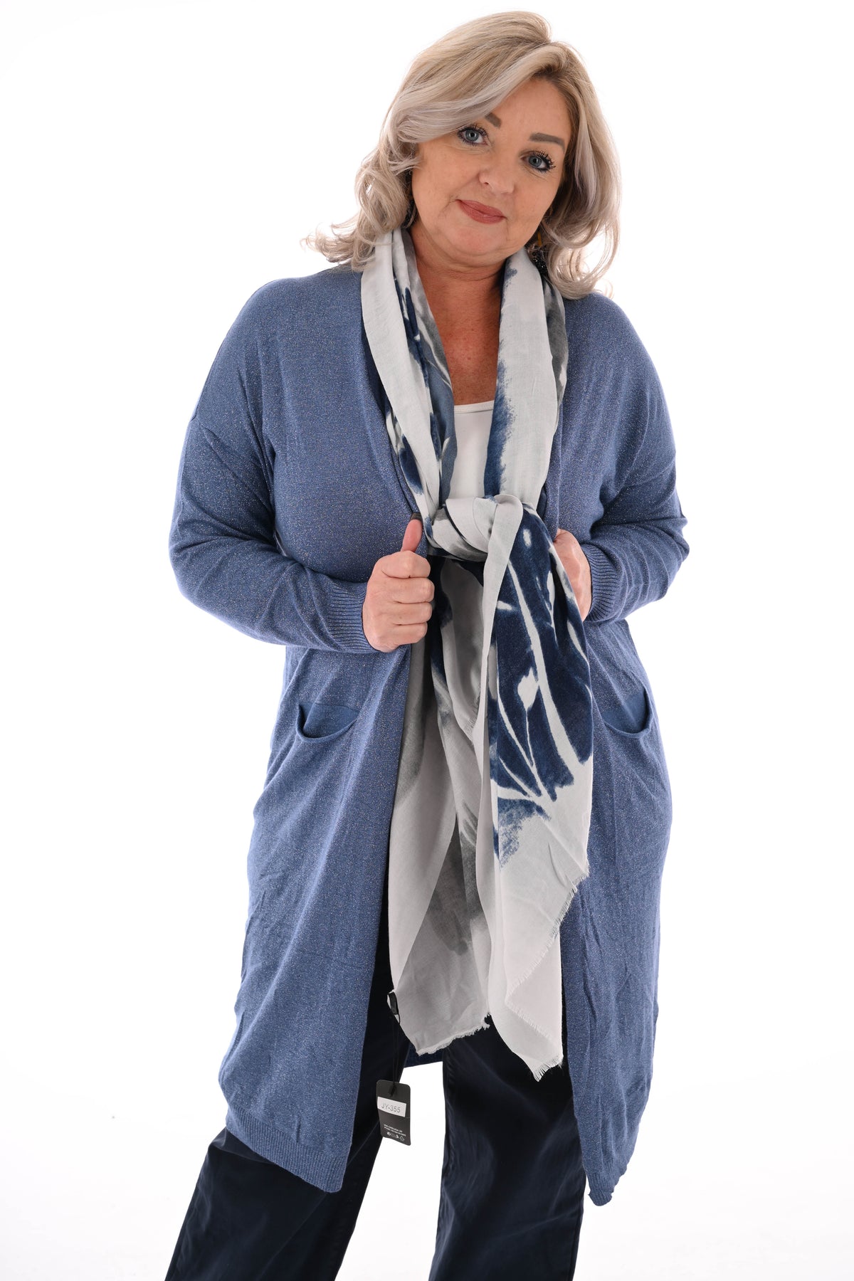 Half lang vest glitter lichtblauw