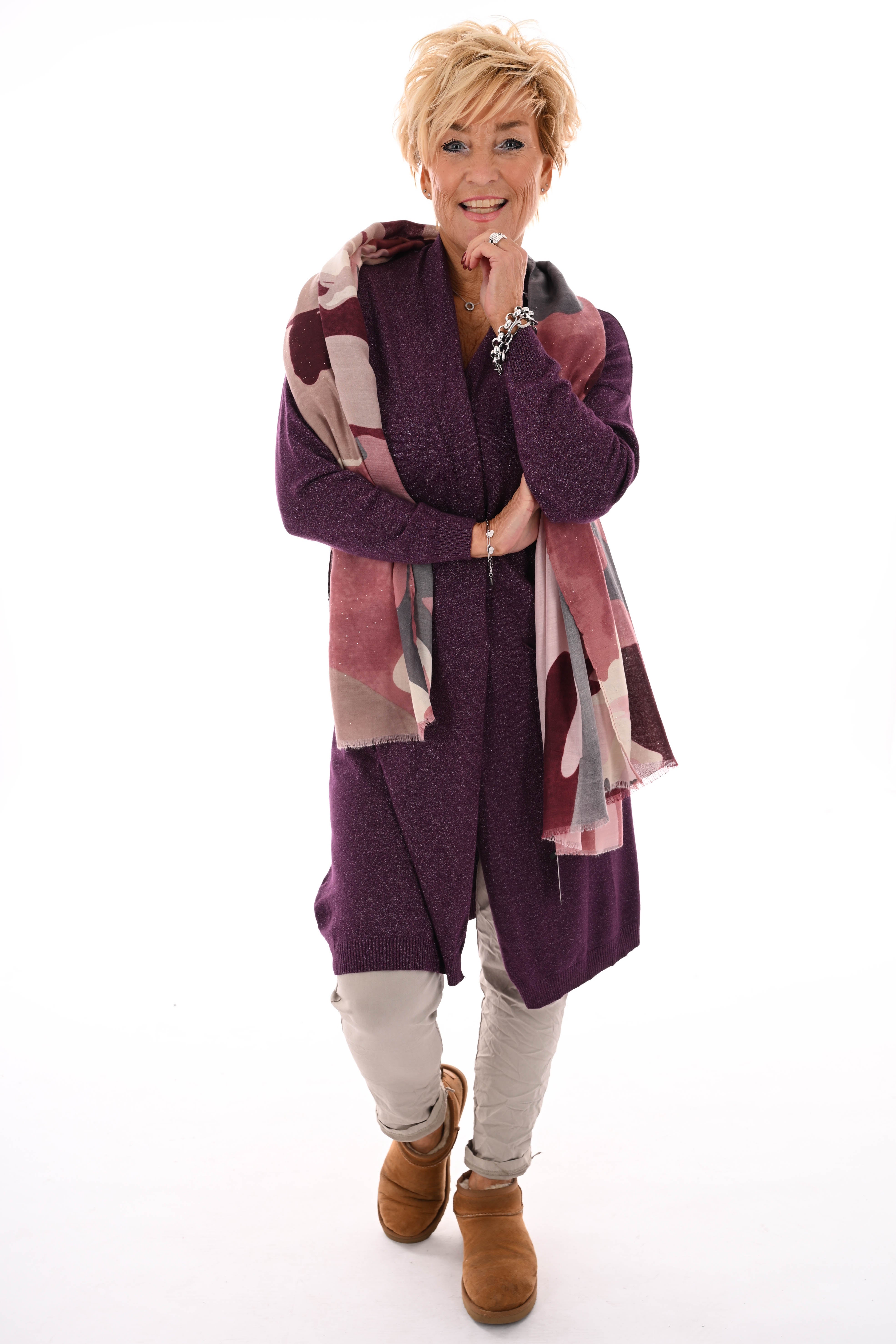 Half lang vest glitter aubergine