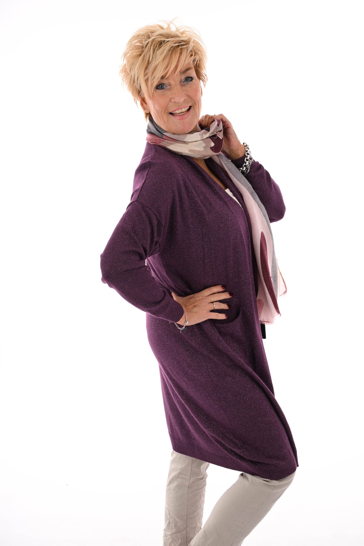 Half lang vest glitter aubergine