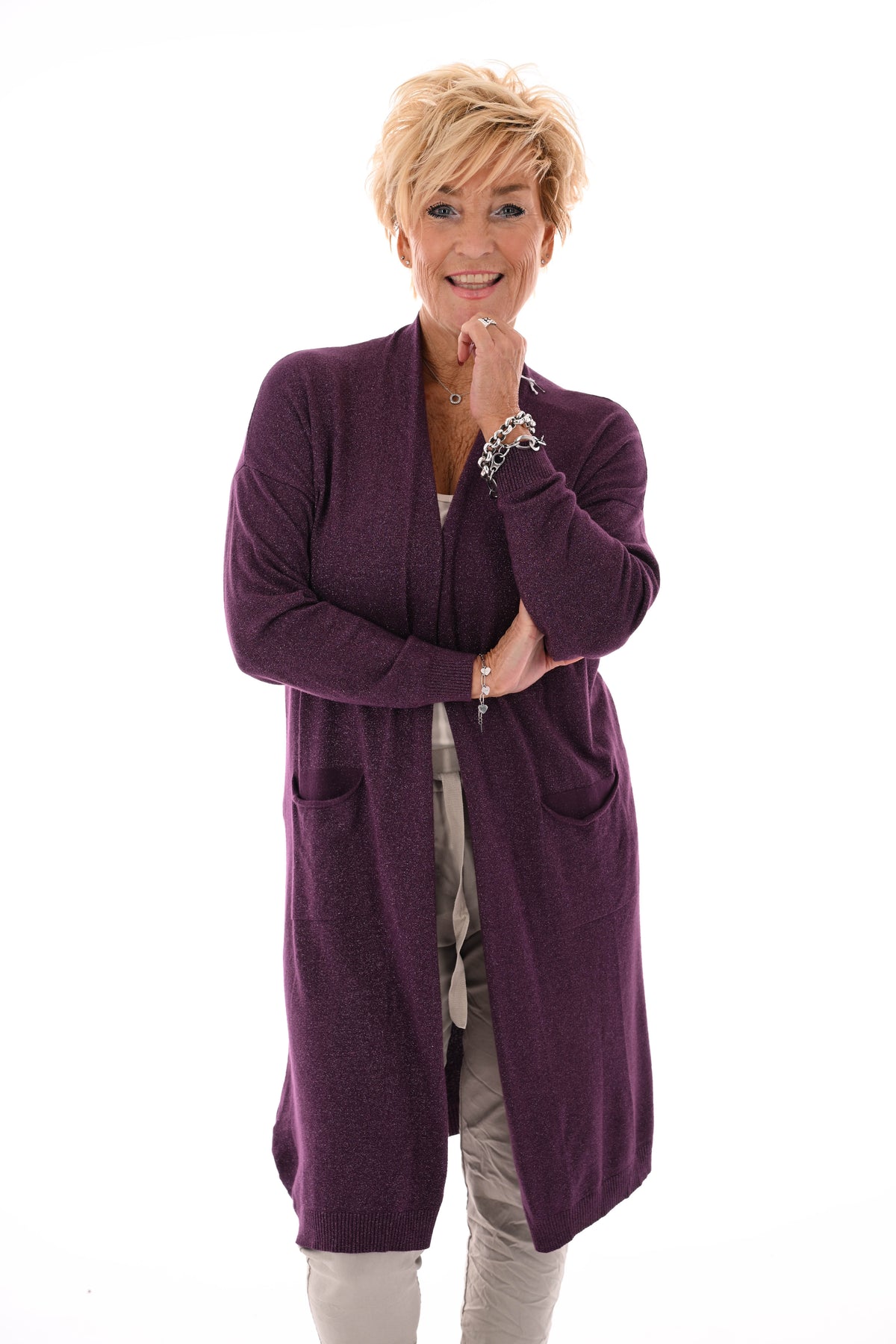 Half lang vest glitter aubergine