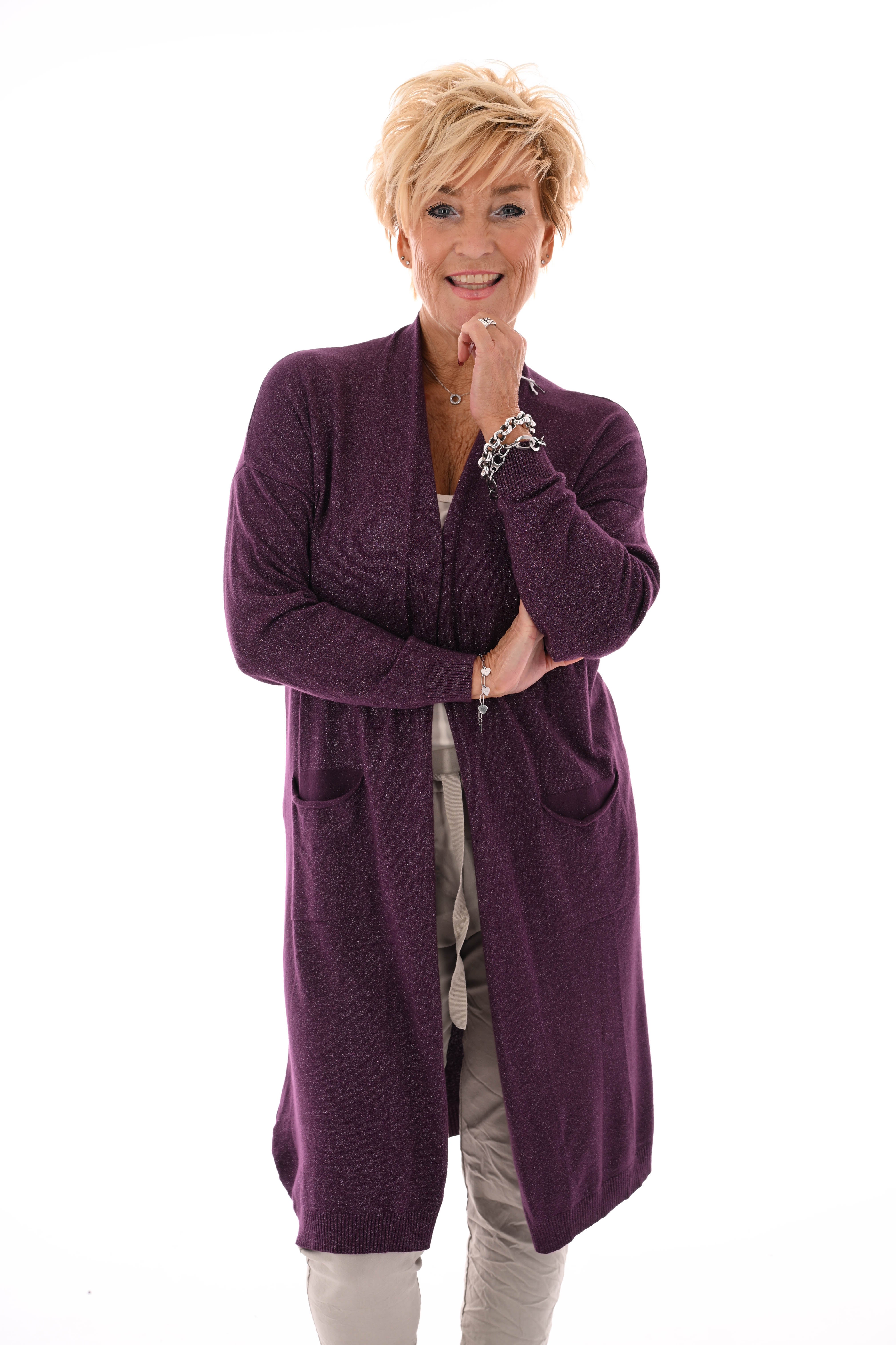 Half lang vest glitter aubergine