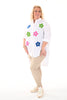Lange doorknoop blouse met bloemen roomwit
