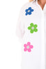 Lange doorknoop blouse met bloemen roomwit