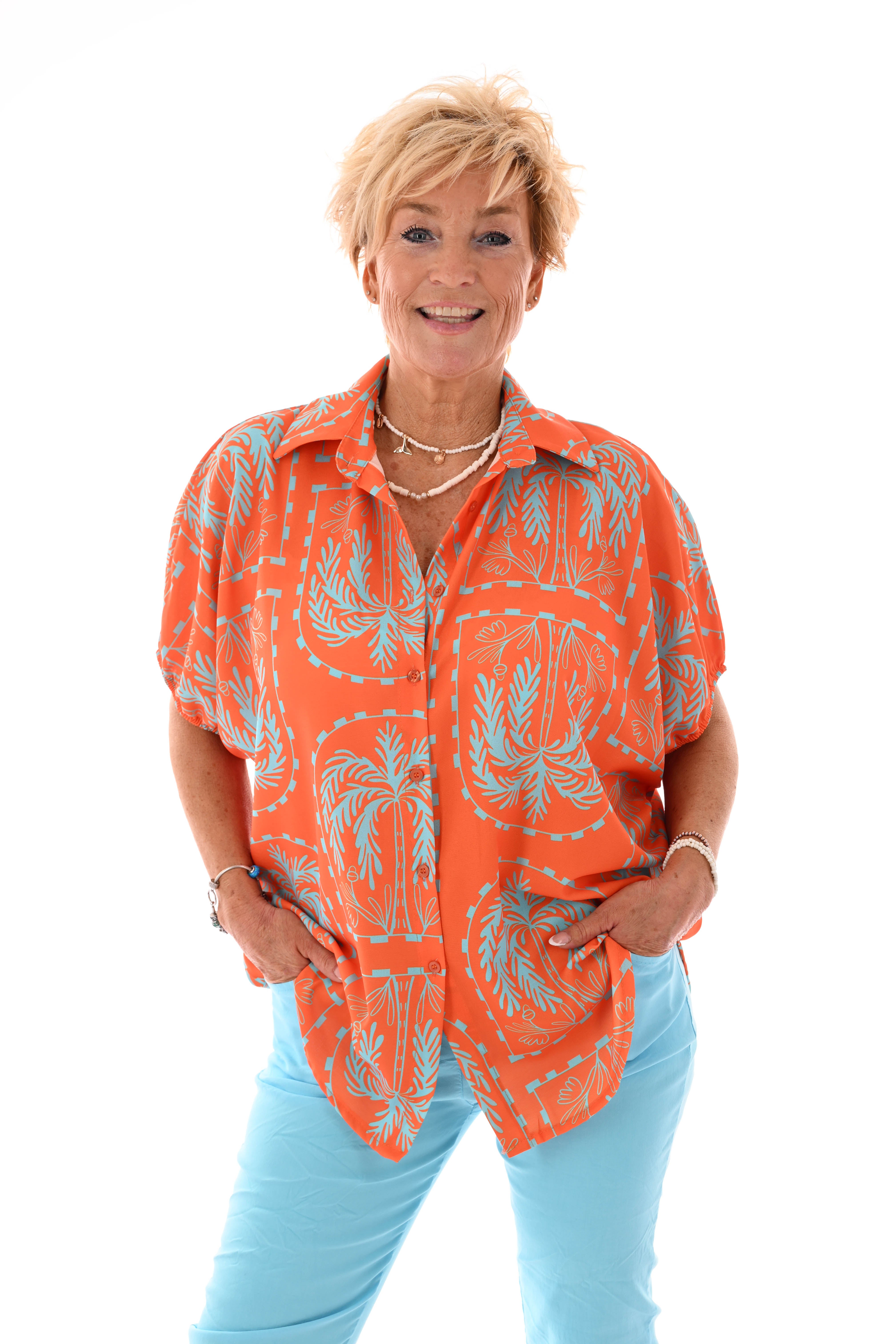 Blouse tropical oranje