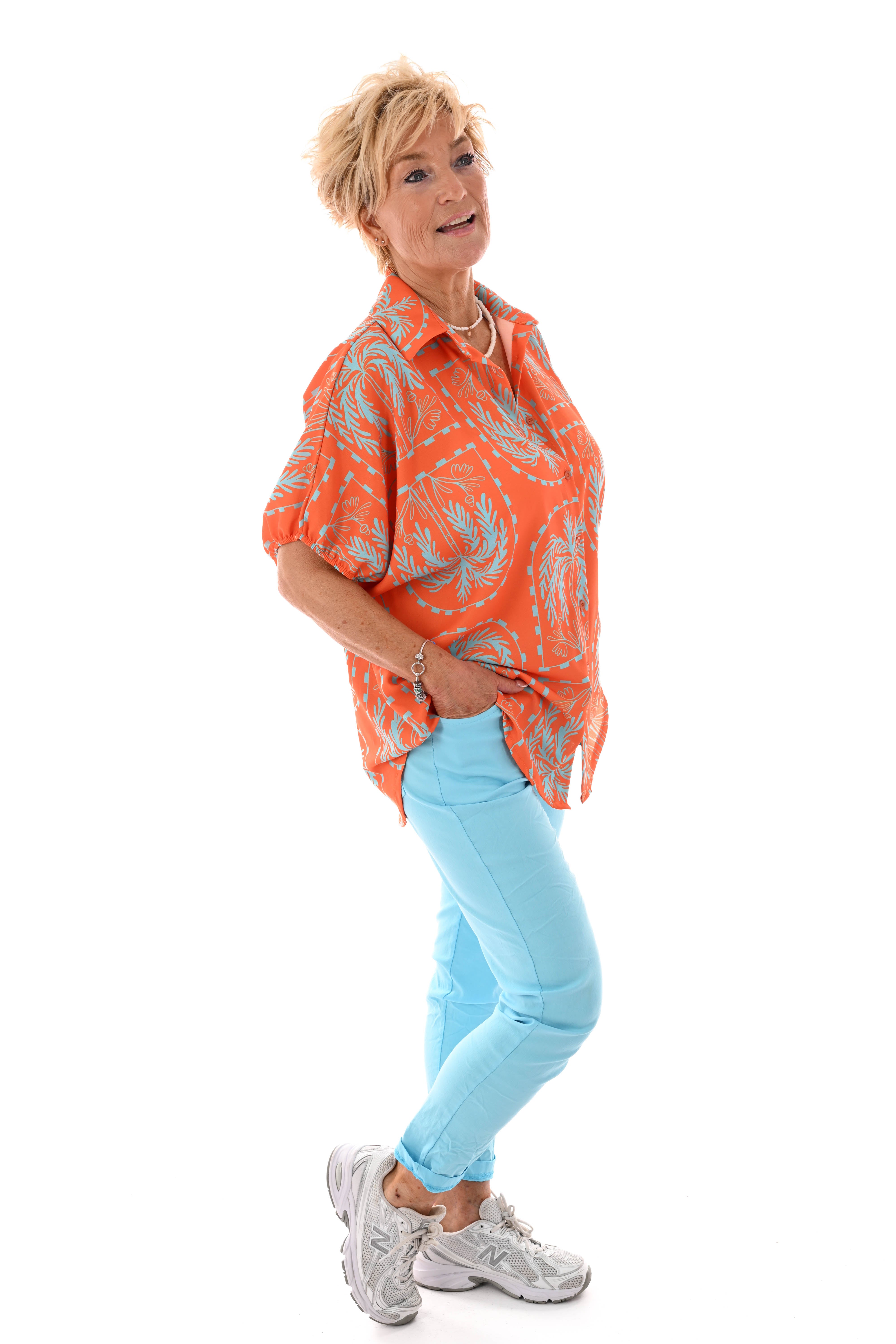 Blouse tropical oranje