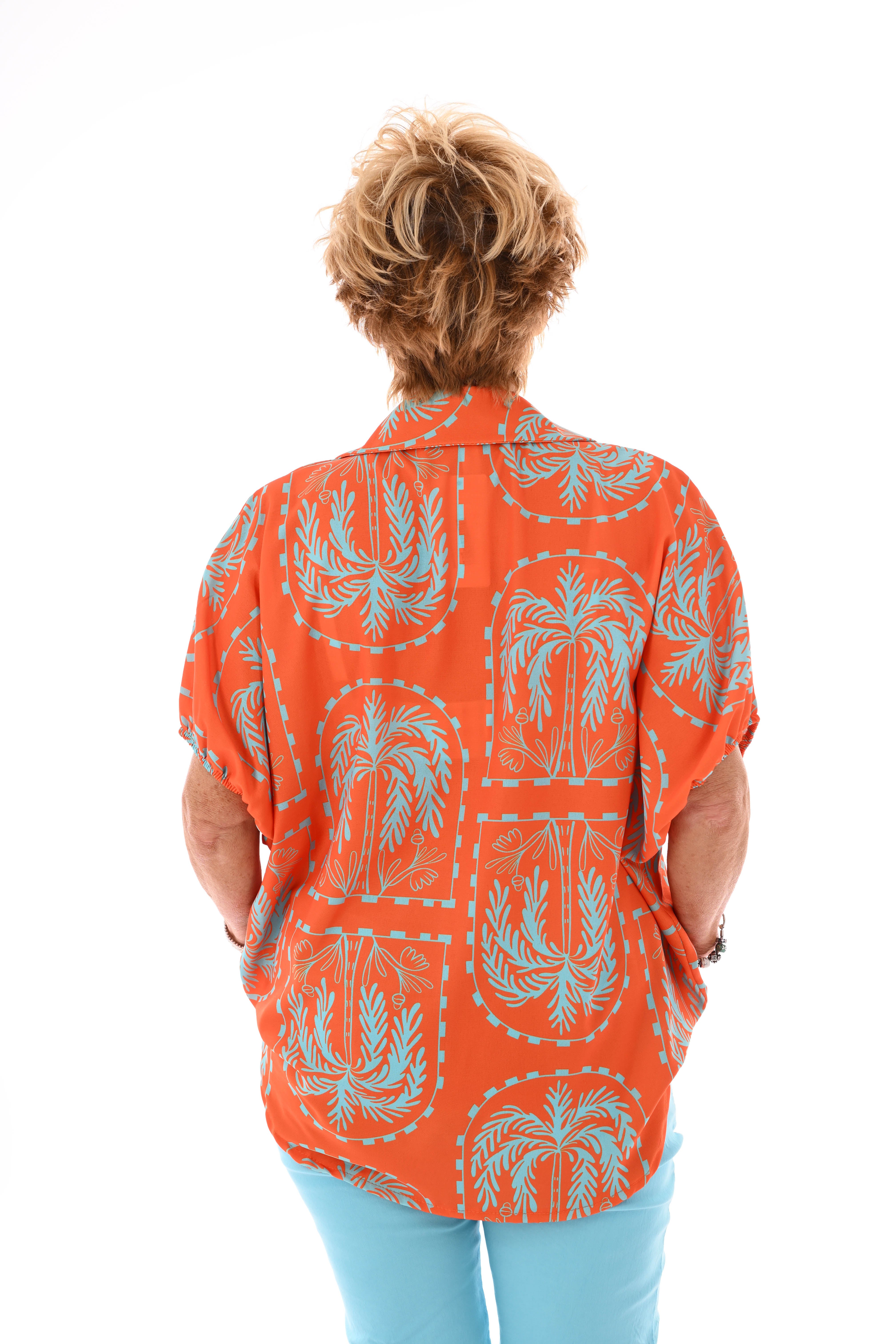 Blouse tropical oranje