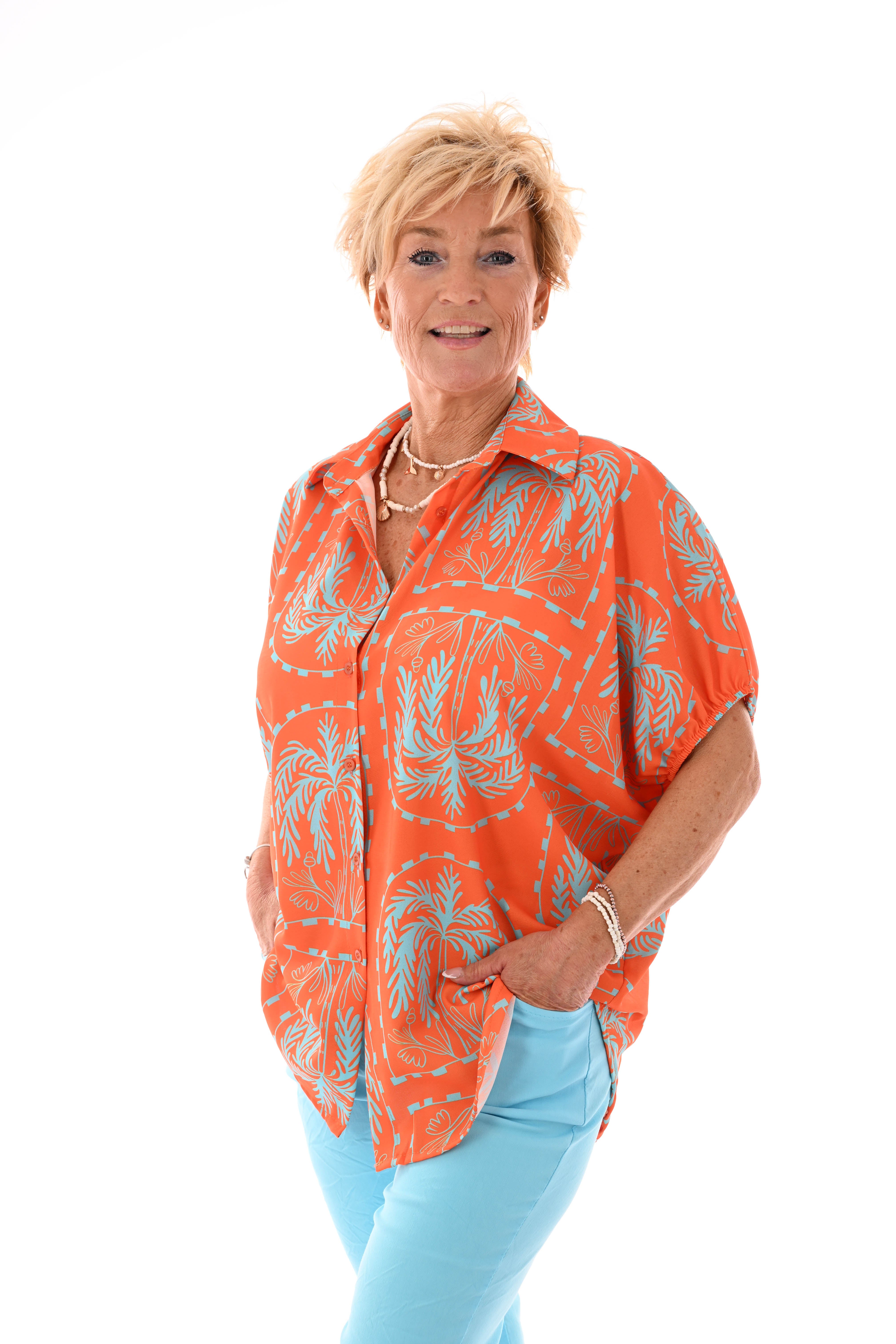 Blouse tropical oranje