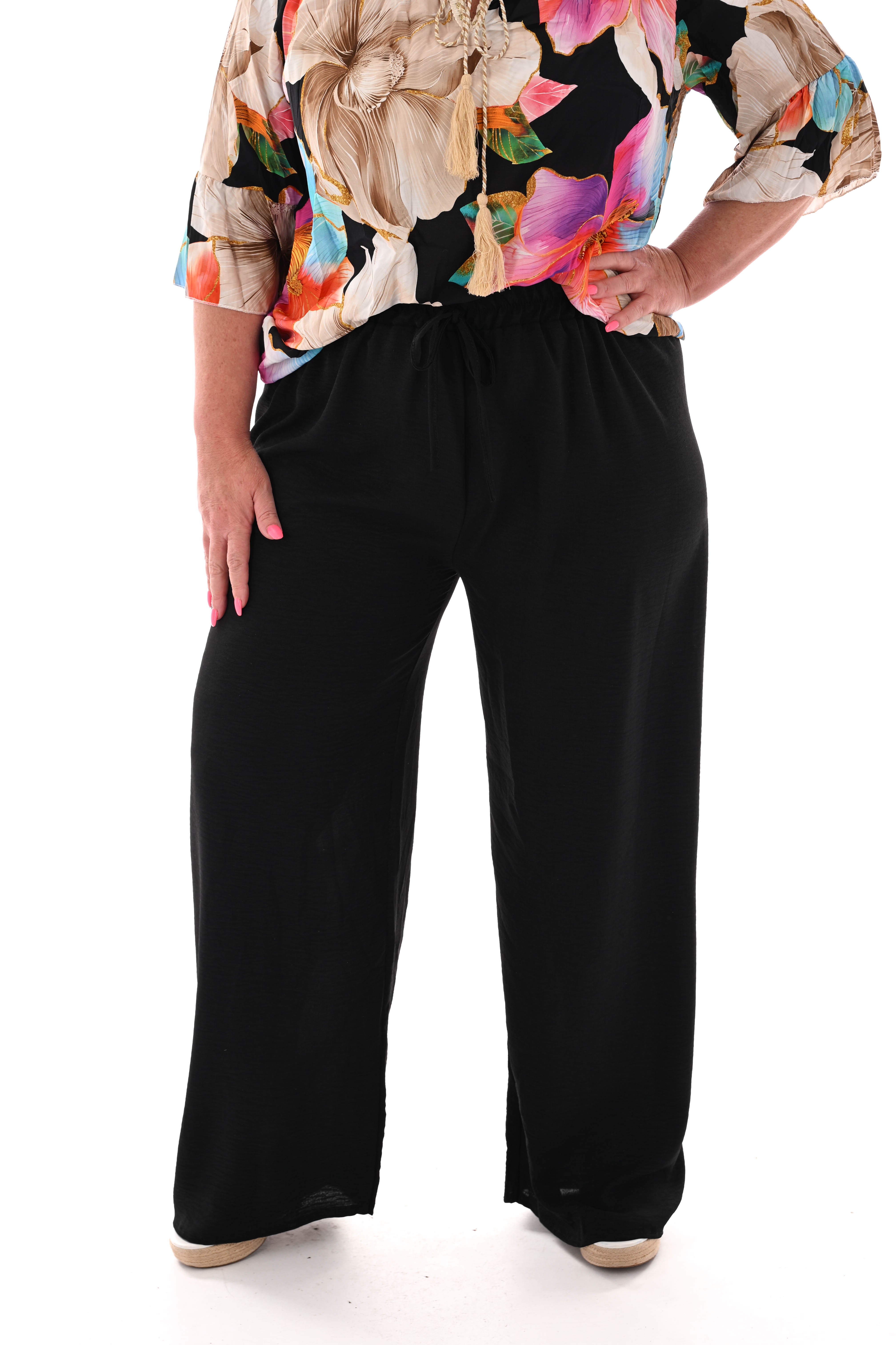 Wijde broek uni zwart
