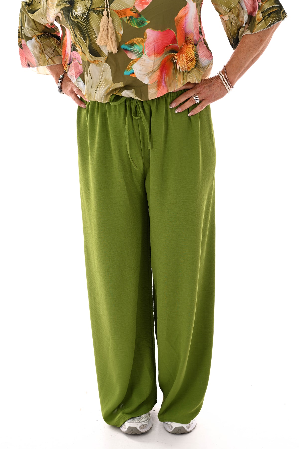 Wijde broek uni lime