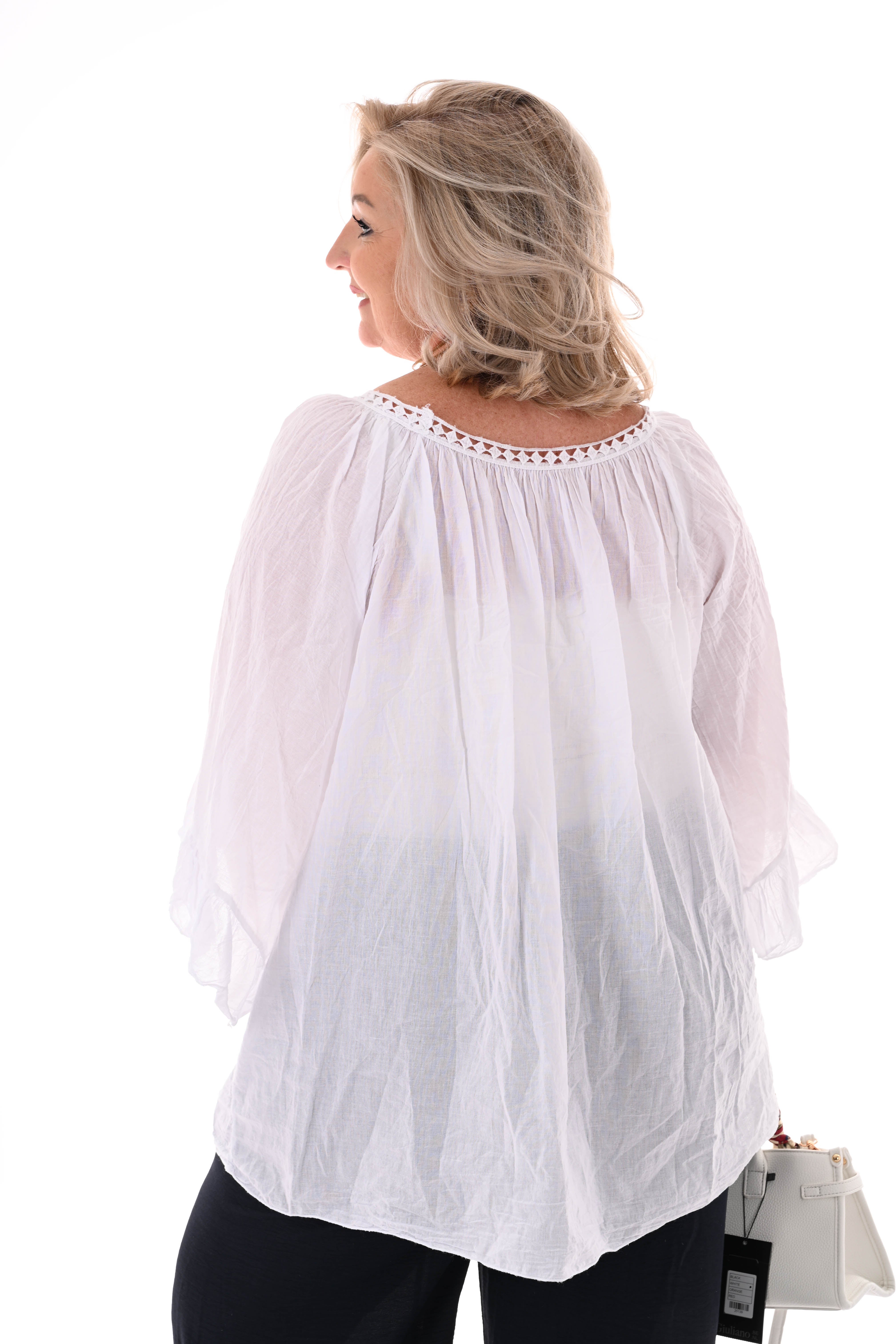 Ibiza blouse met kwastjes wit