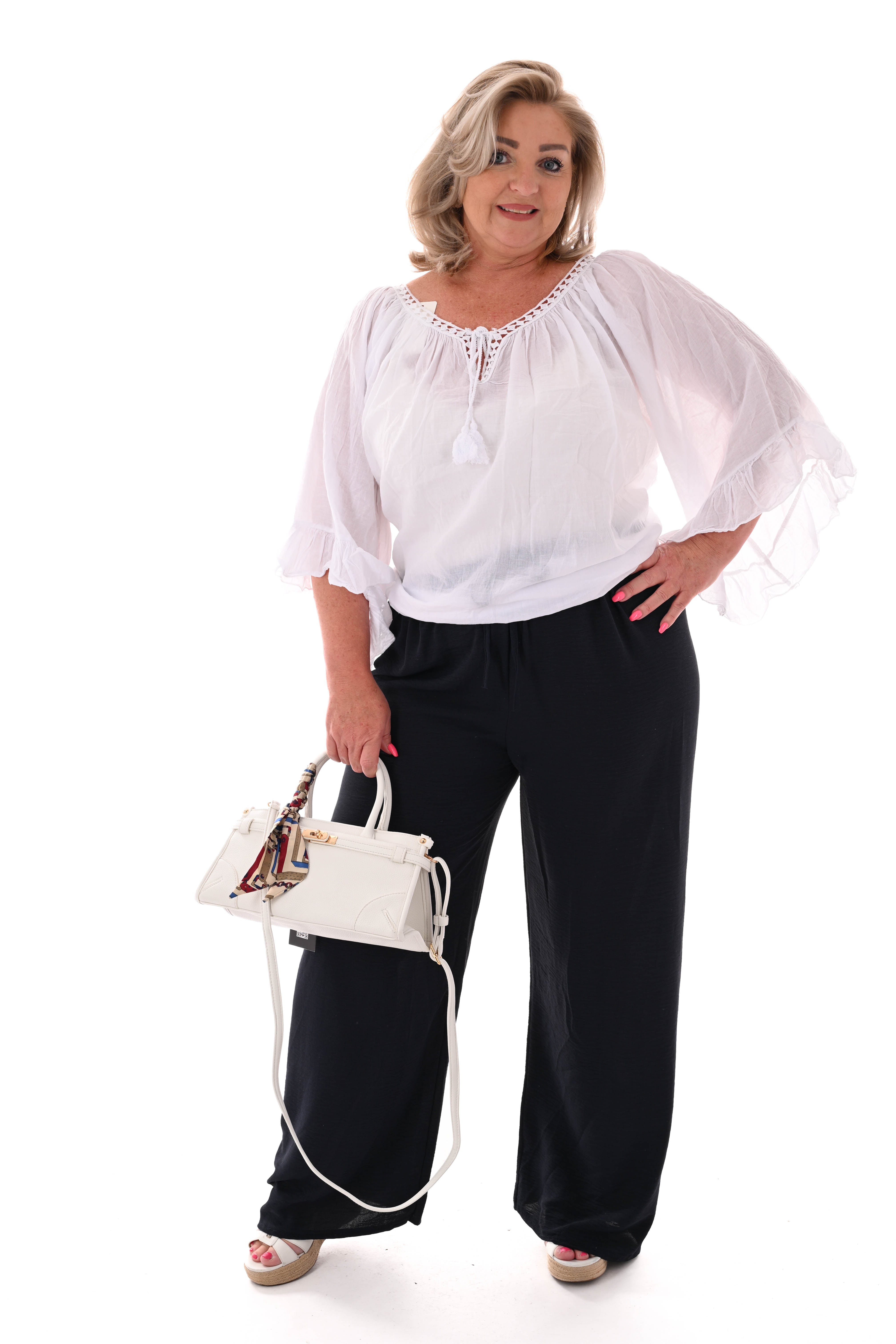 Ibiza blouse met kwastjes wit