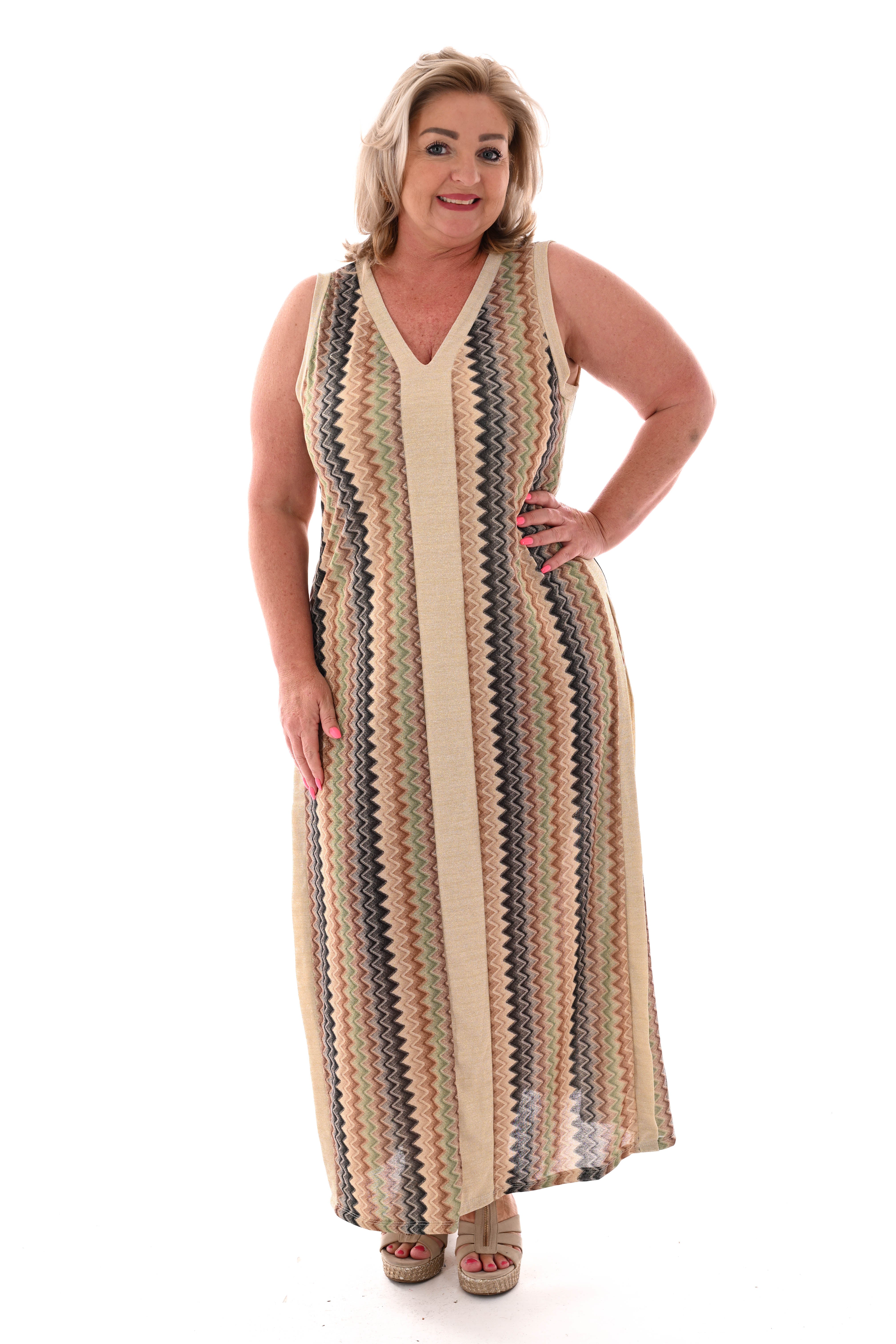 Jurk lurex zigzag zwart