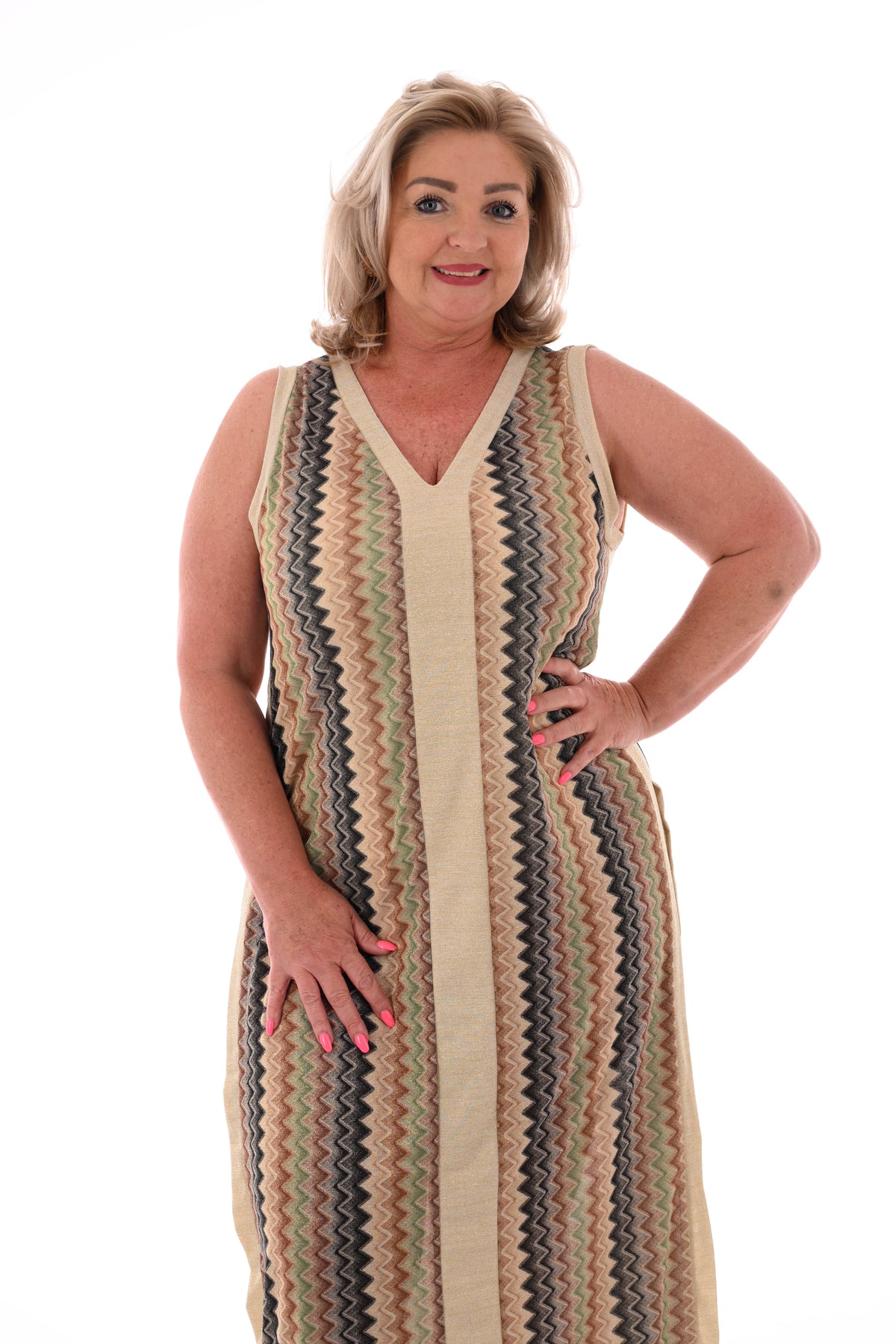 Jurk lurex zigzag zwart