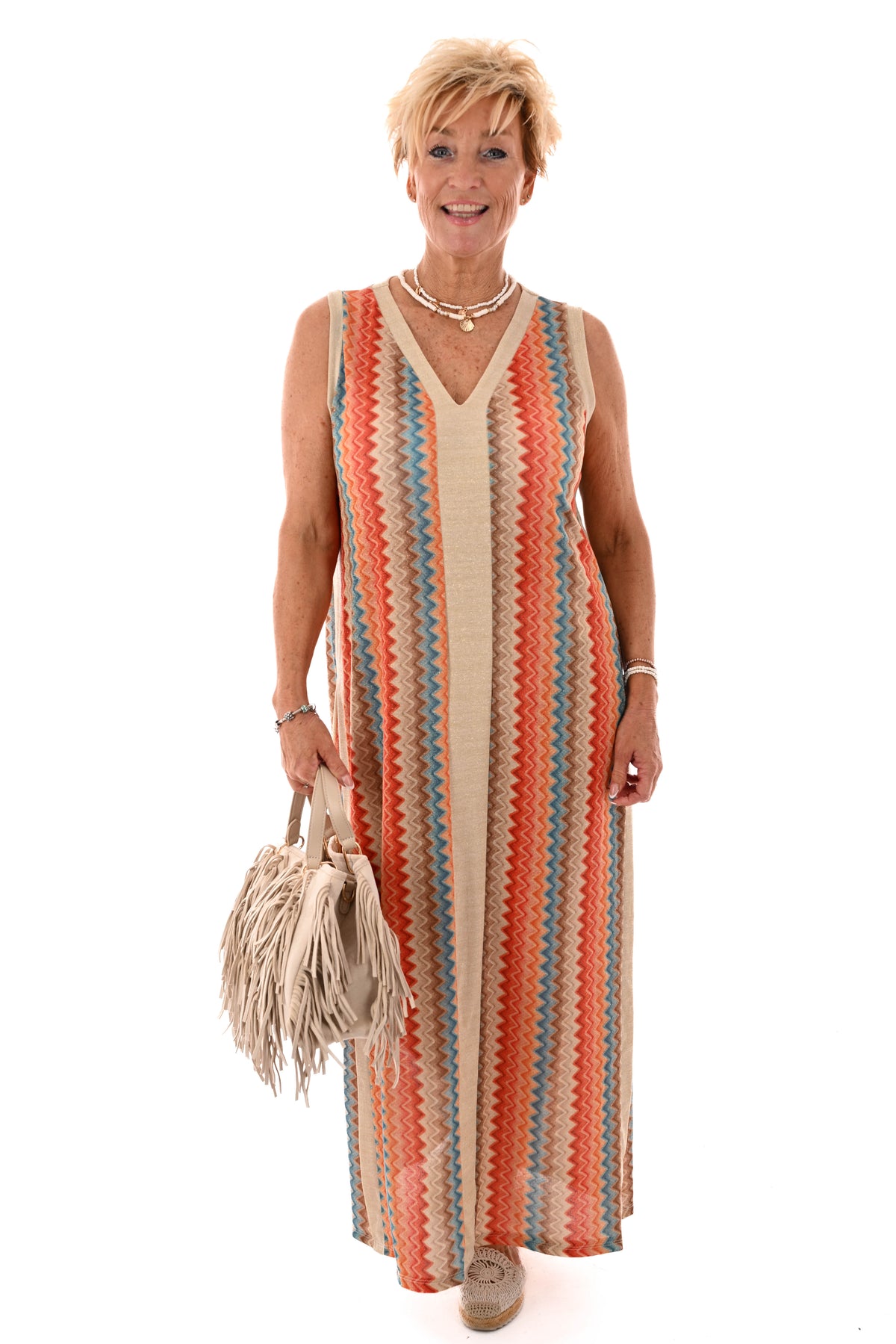 Jurk lurex zigzag rood