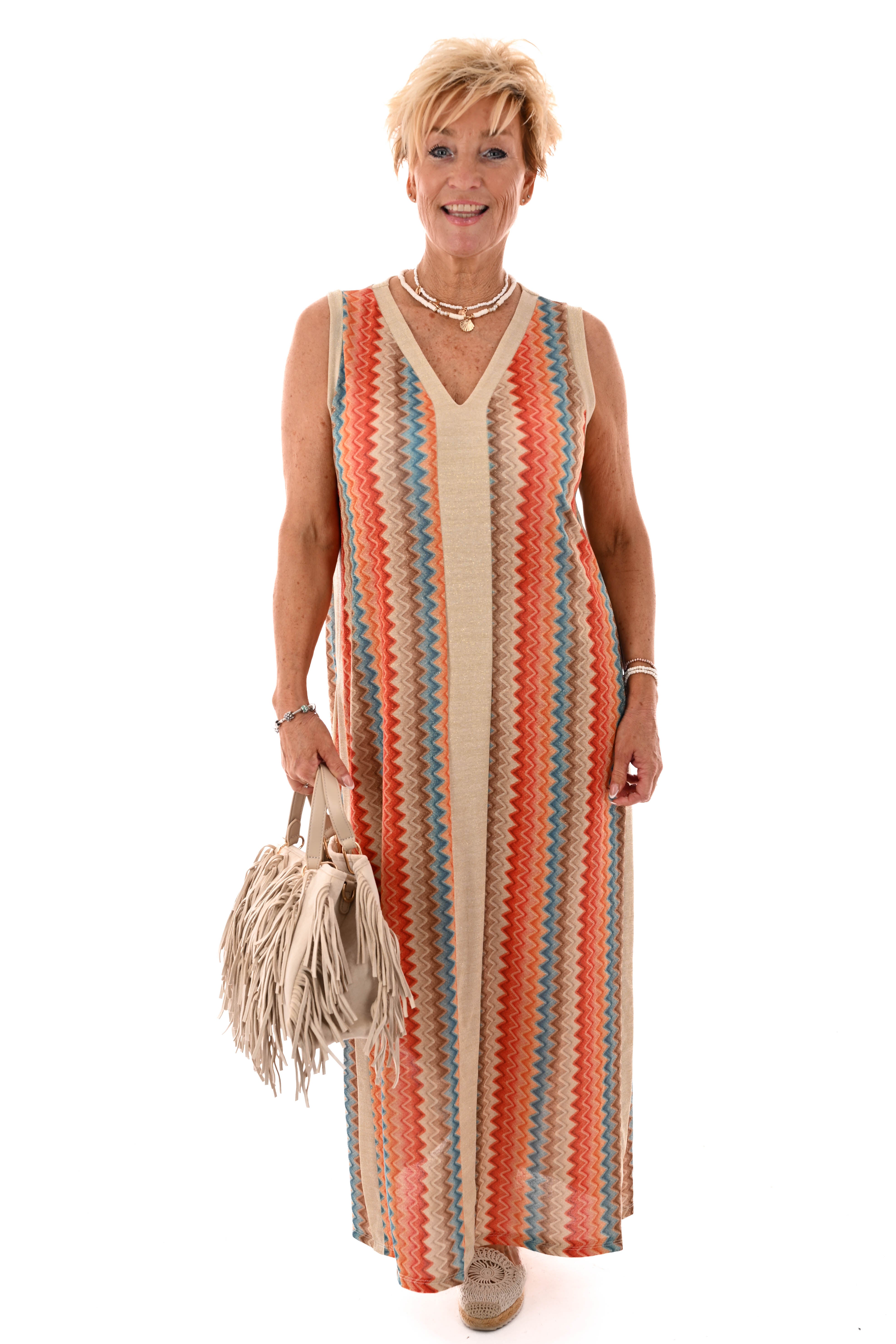 Jurk lurex zigzag rood