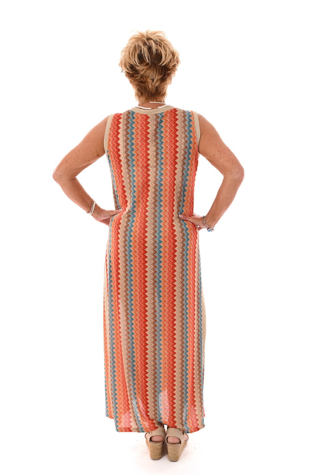 Jurk lurex zigzag rood