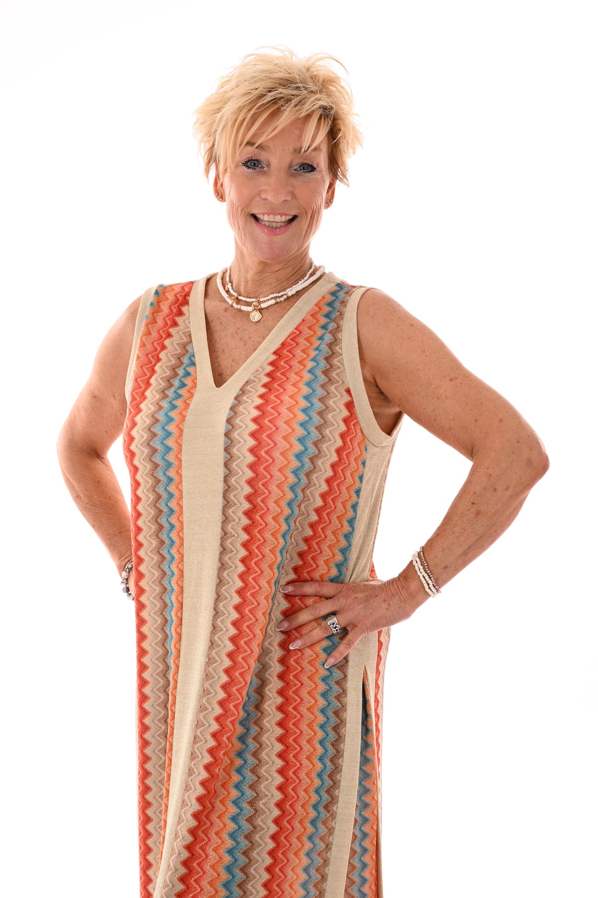 Jurk lurex zigzag rood