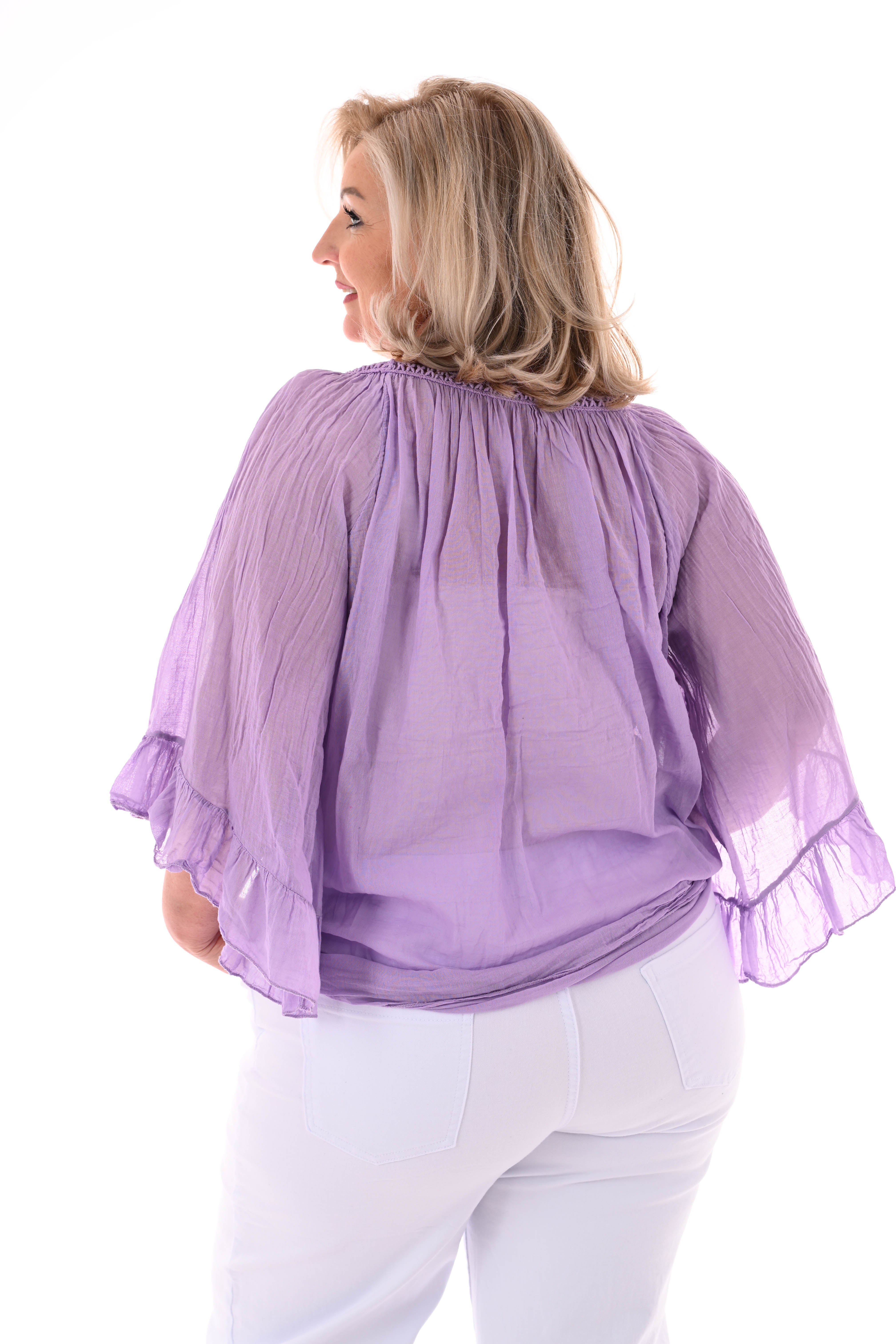 Ibiza blouse met kwastjes lila