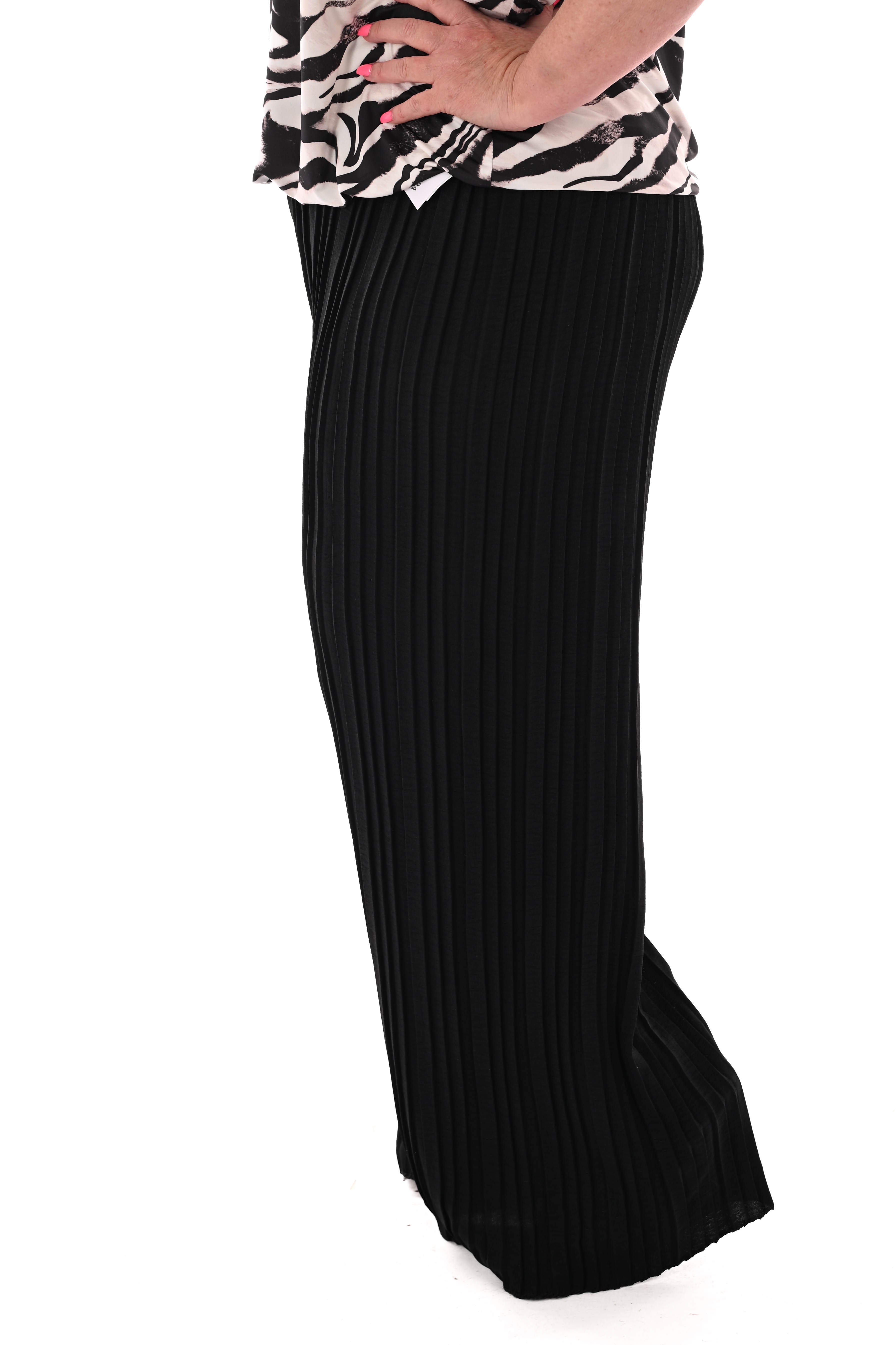 Broek plooien uni zwart