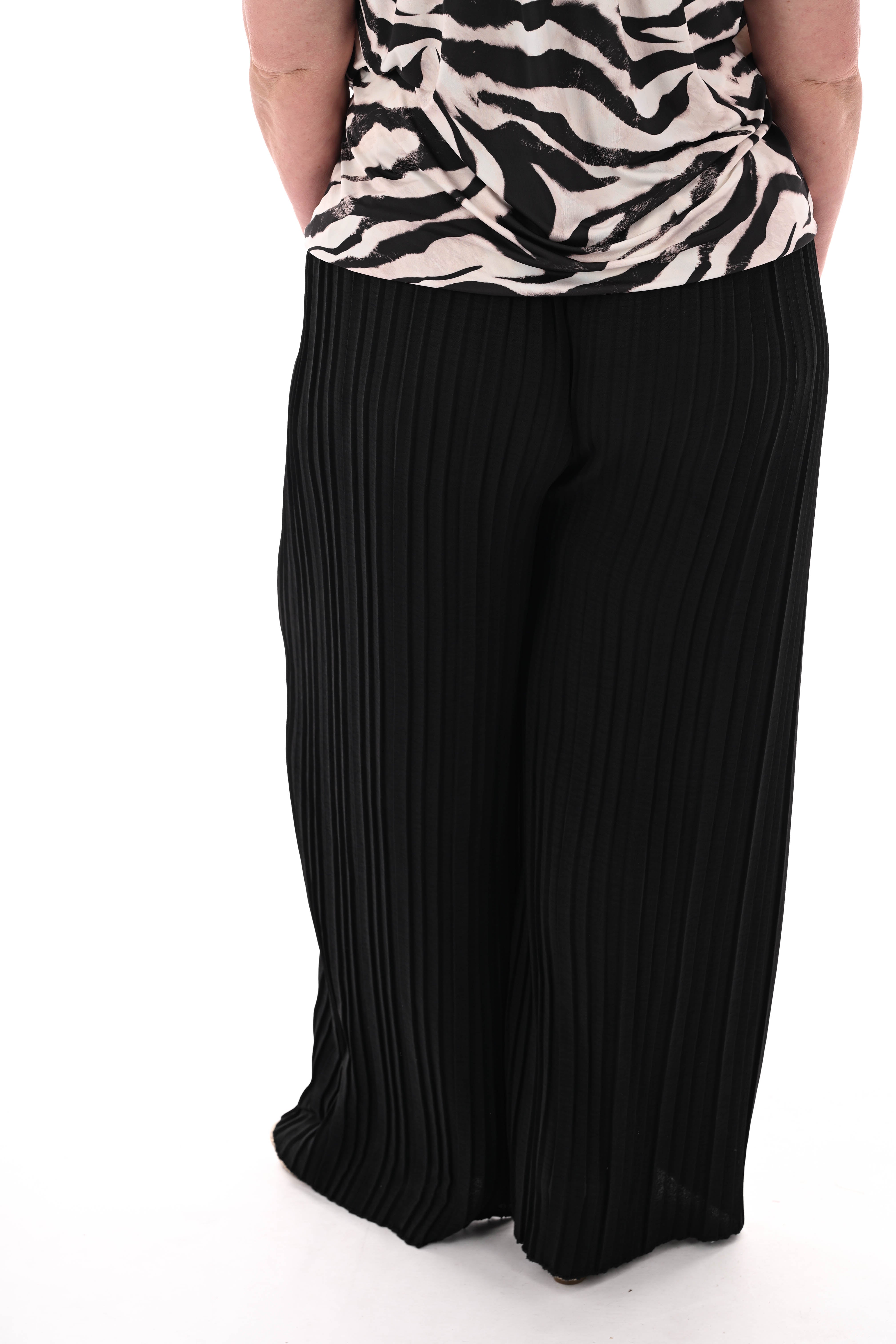 Broek plooien uni zwart