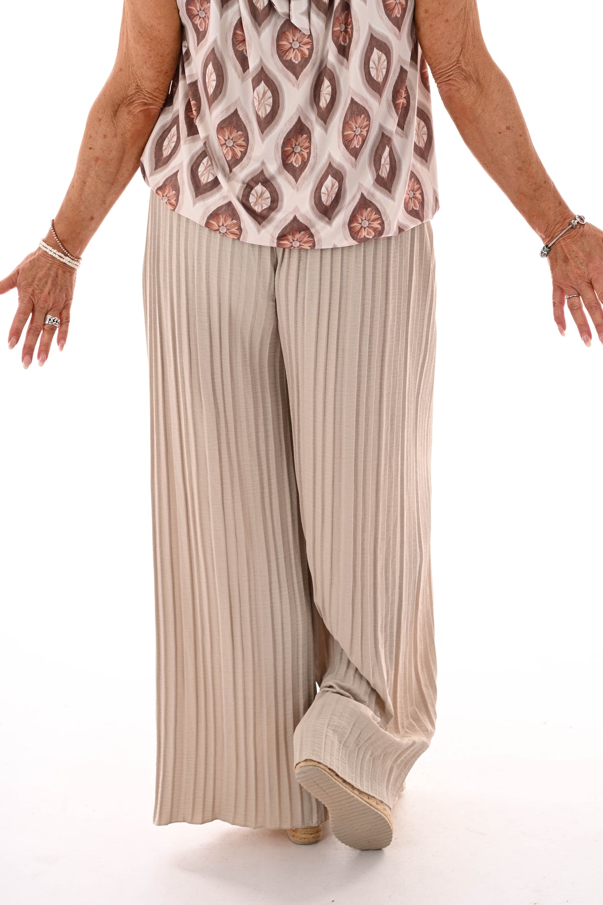 Broek plooien uni beige