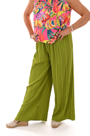 Broek plooien uni lime
